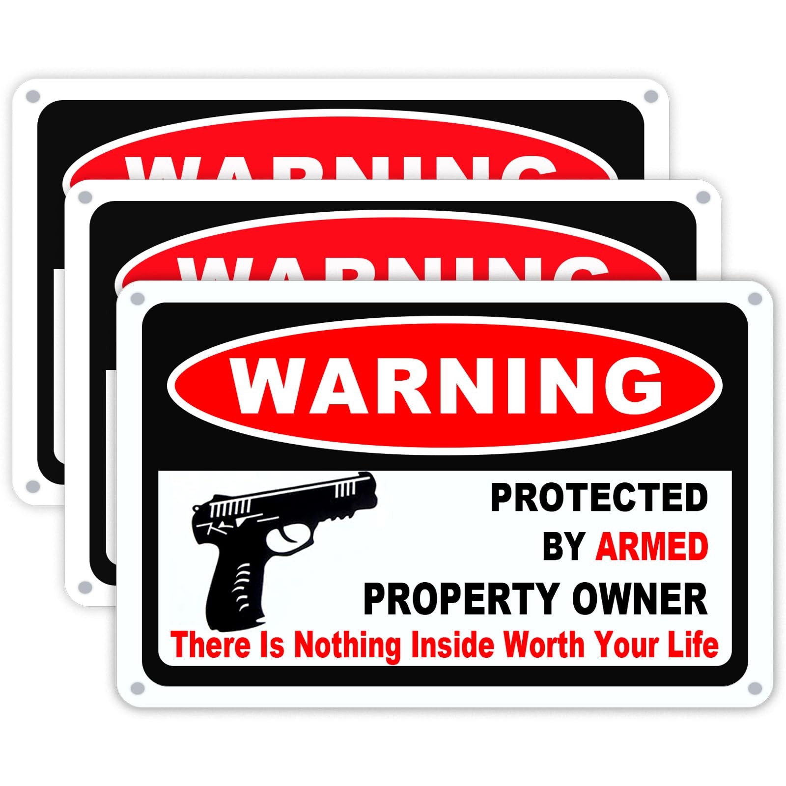 Seept 3Pack Gun Sign for Home Security 10×7 inch Warning Signs for Home Prope…