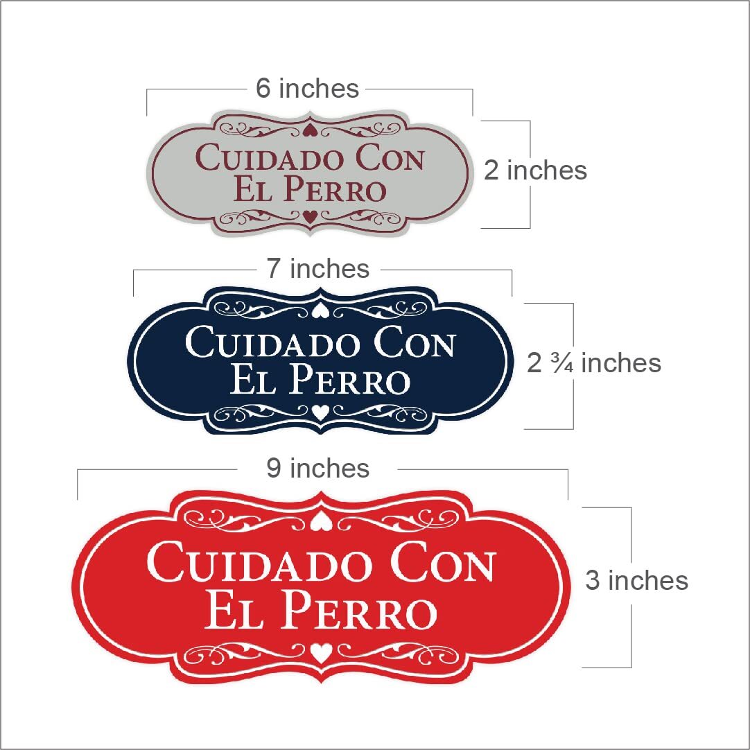 Spanish Cuidado Con El Perro Sign Black/Gold Designer Large Sign 1 Pack