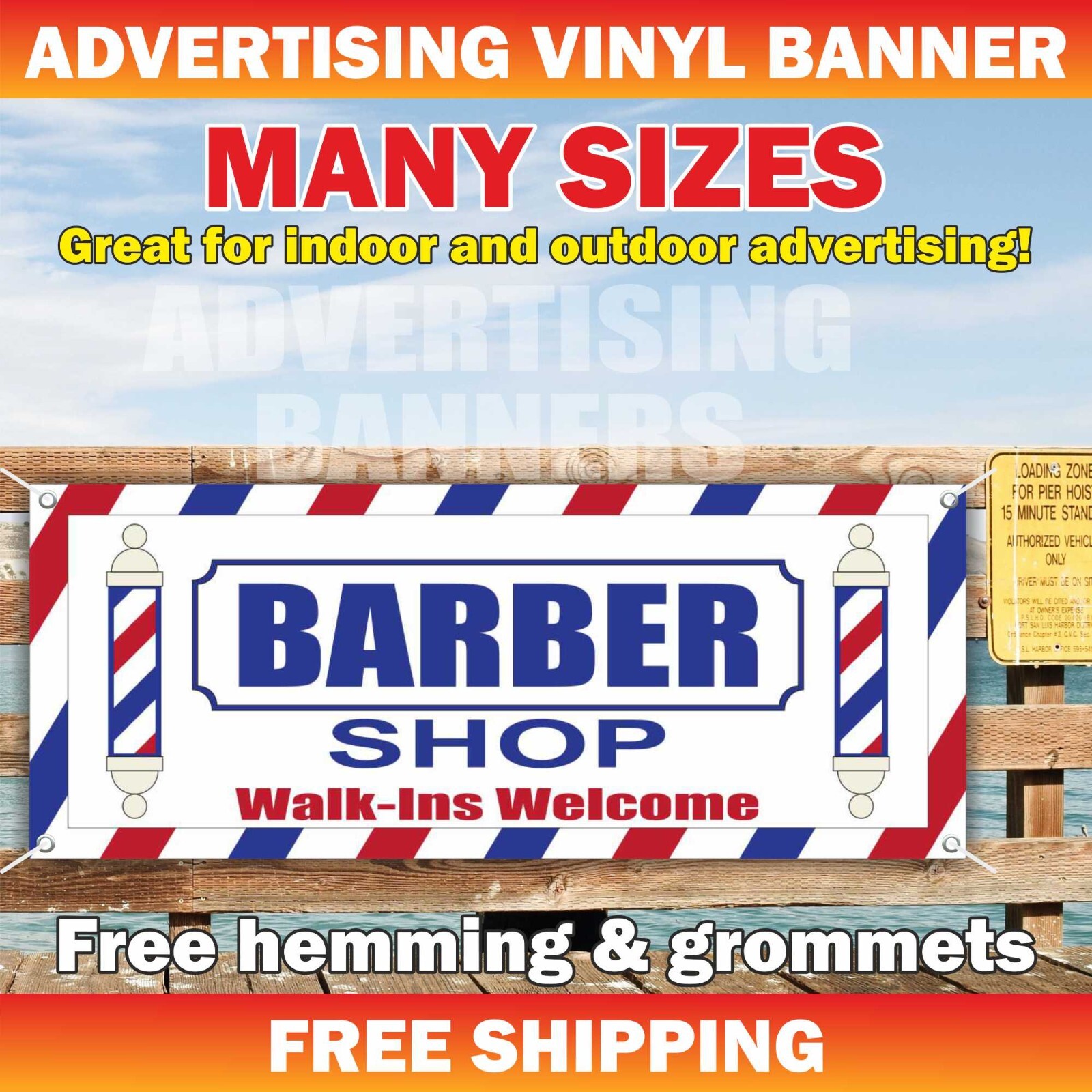 BARBER SHOP WALK-INS WELCOME Advertising Banner Vinyl Mesh Sign beauty spa hair