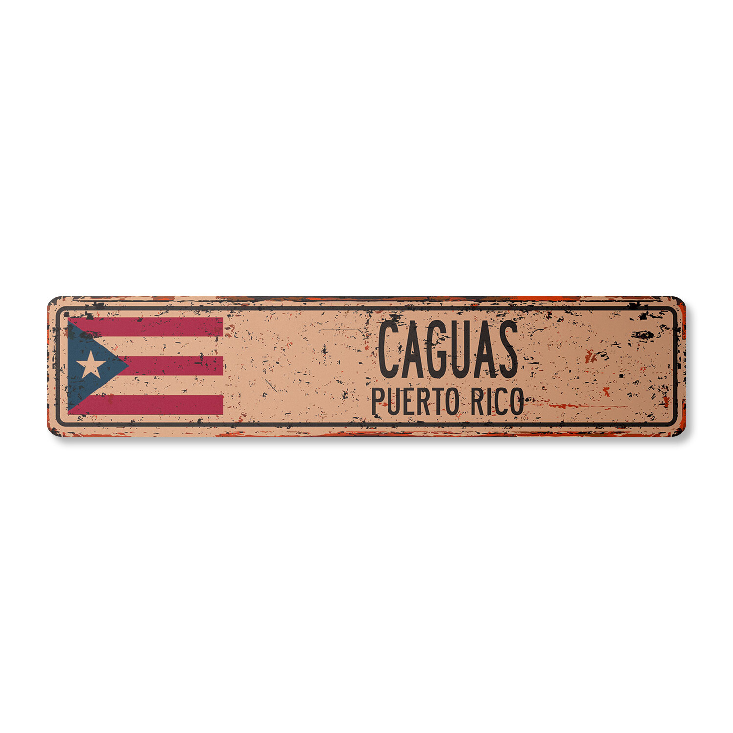 CAGUAS PUERTO RICO Vintage Street Sign Puerto Rican American flag city country