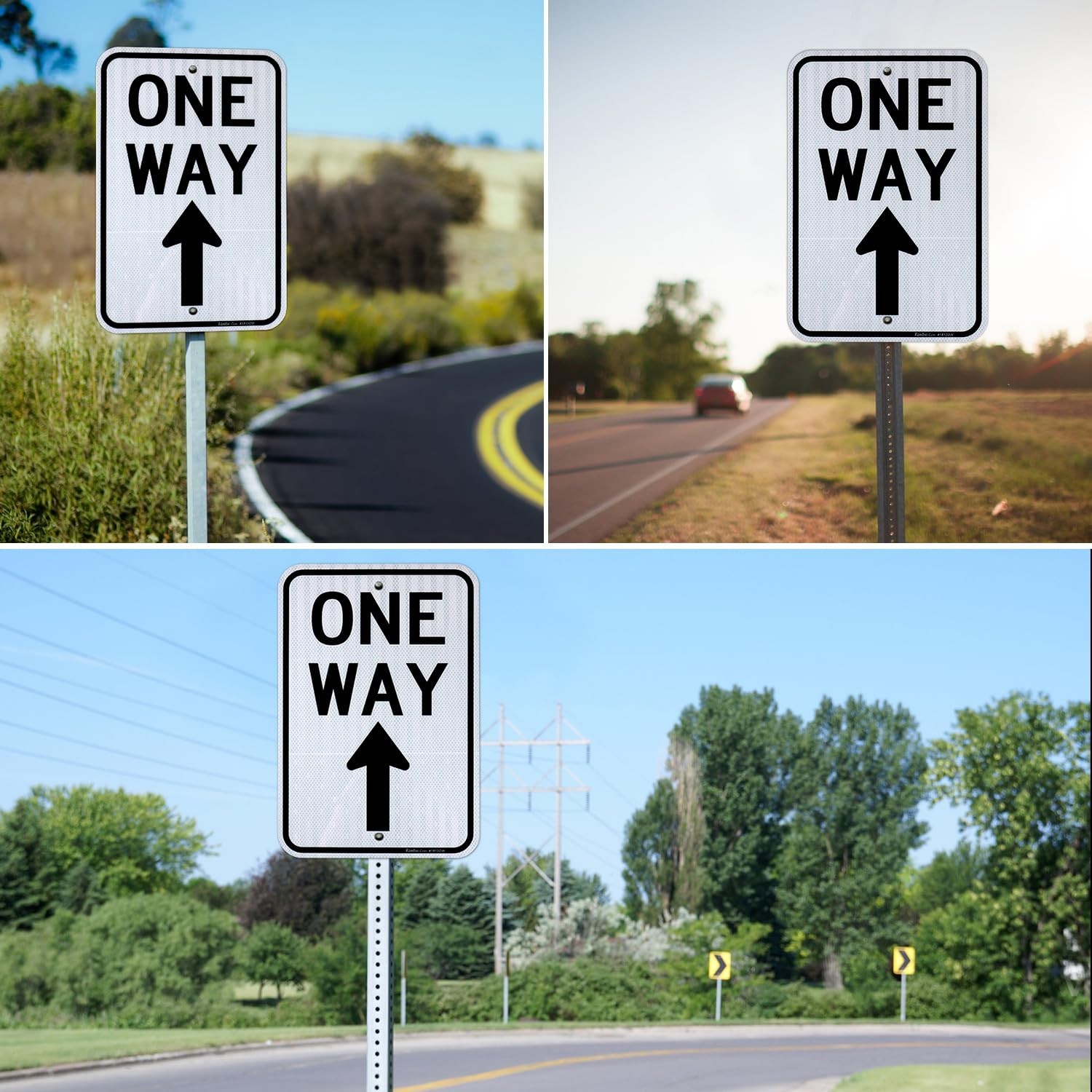 One Way Sign with Up Arrow – 18×12″ Reflective Aluminum, Rust-Free, Weather Resi