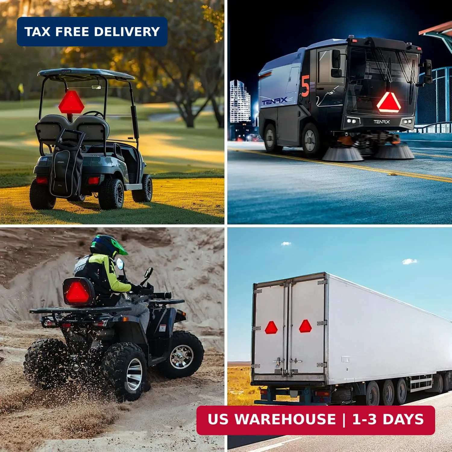 Slow Moving Vehicle Sign 14×16 Aluminum Reflective Triangle Golf Cart UTV Safety