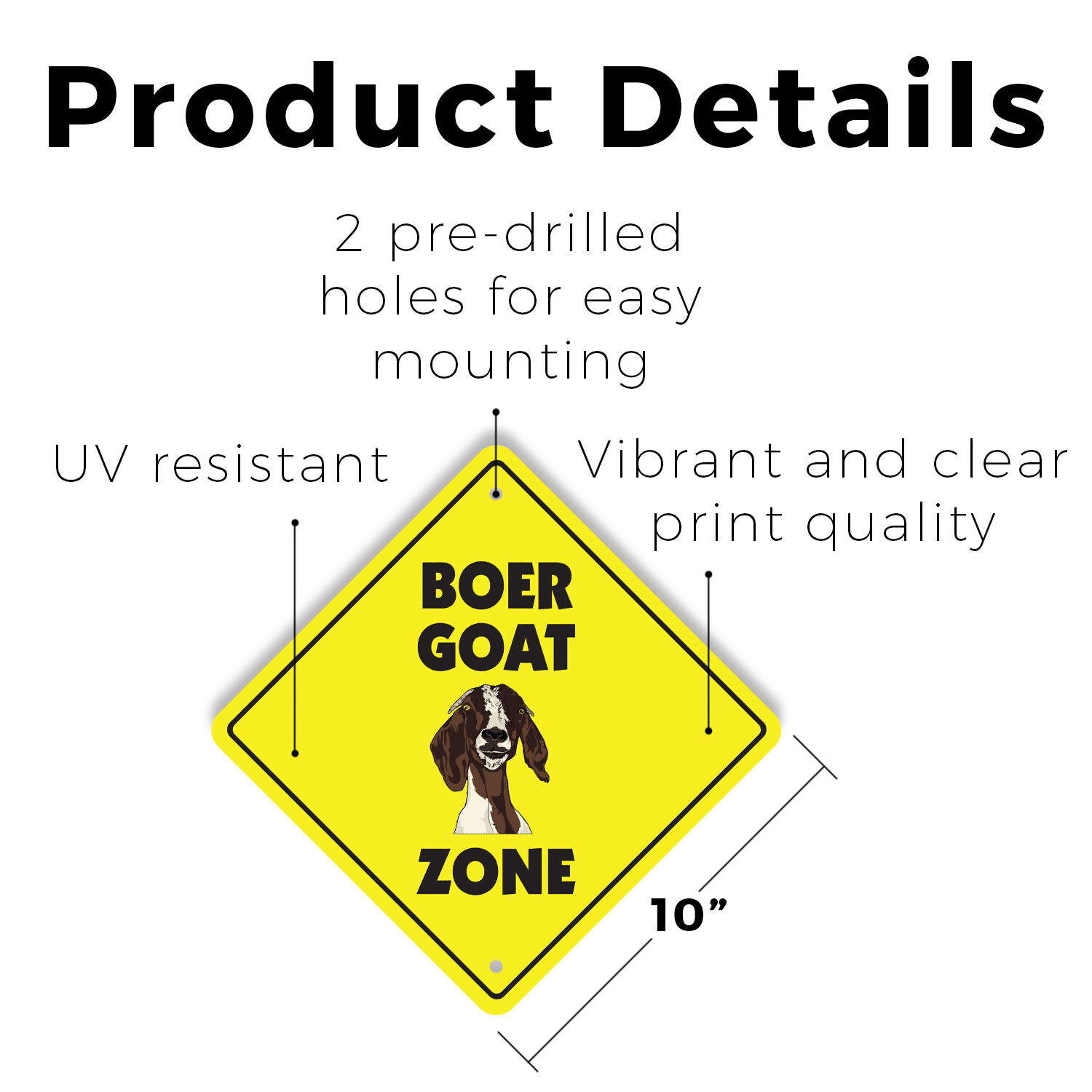 Boer Goat (3 Pack) Plastic Street Sign Crossing Warning Vintage Rustic Beware