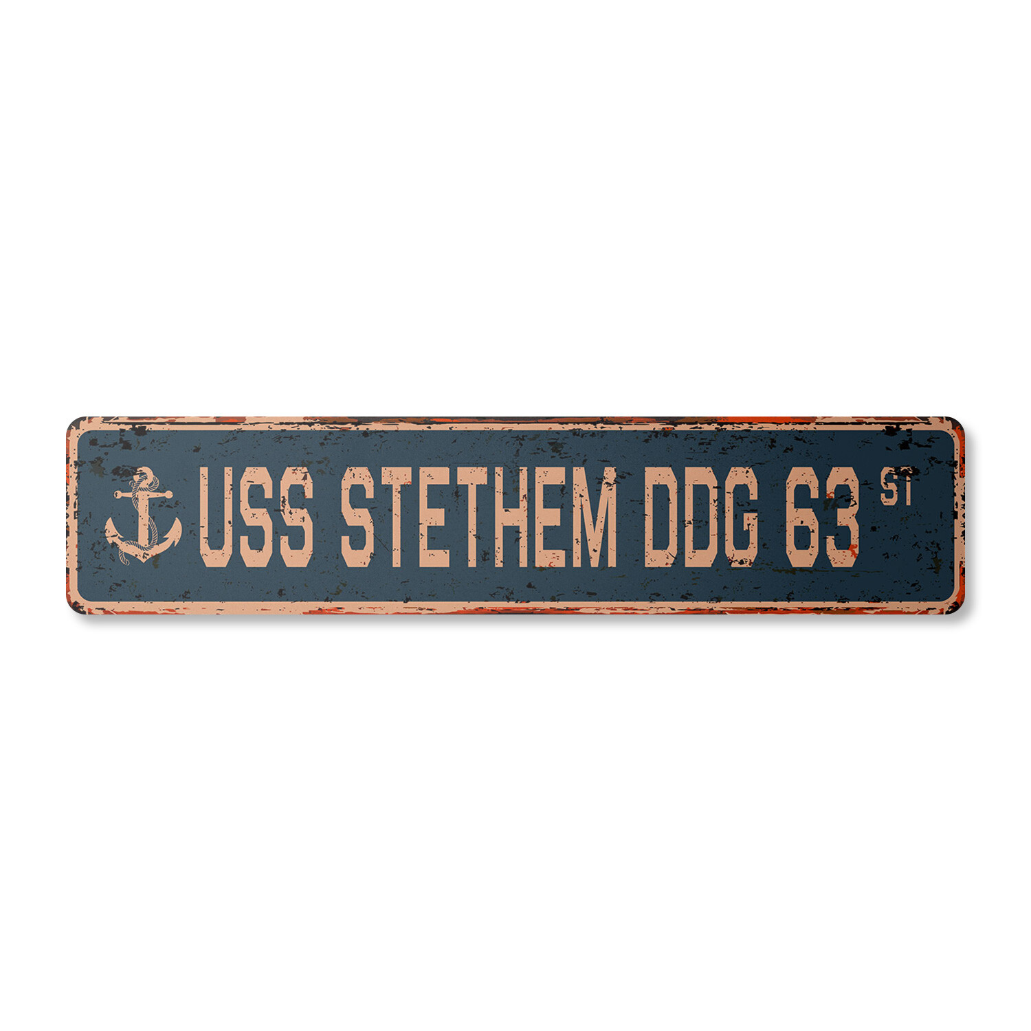 USS STETHEM DDG 63 Vintage Street Sign us navy ship veteran sailor rustic gift