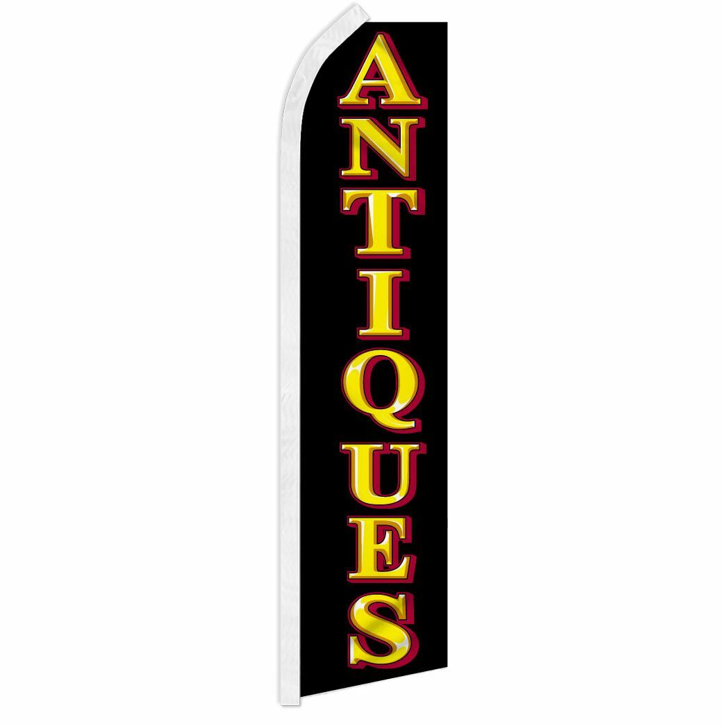 “ANTIQUES” advertising super flag swooper banner business sign vintage rare