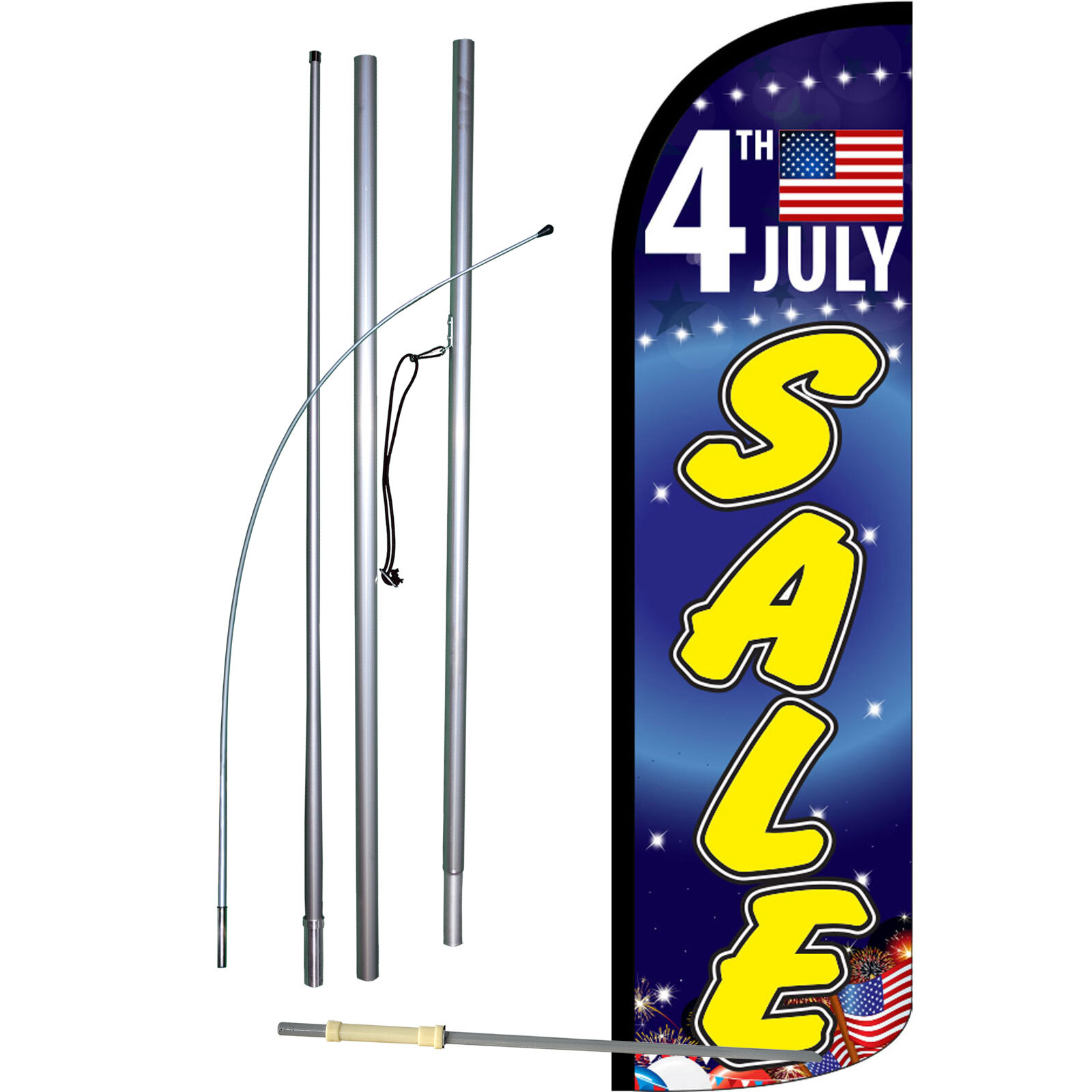 4Th Of July Sale Flag with Flag Pole and Spike