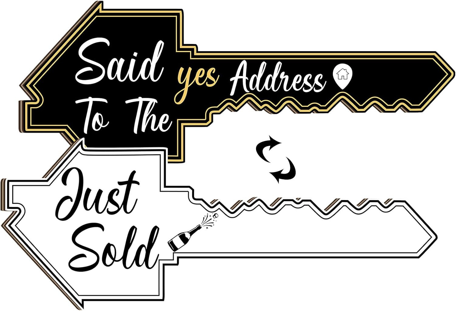 Real Estate Key-Shaped Sold Sign Double-Sided Real Estate Agent Stand Supplies S