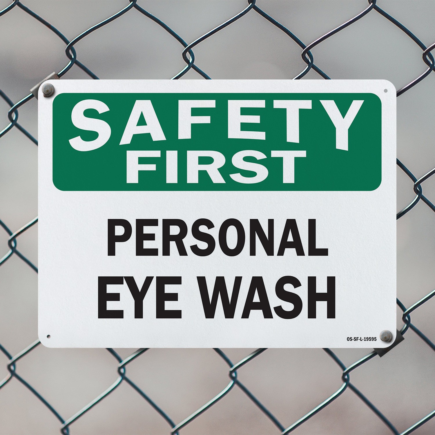 Personal Eye Wash OSHA Safety First Sign Metal, Plastic, Or Decal – 5 or 10 Pack