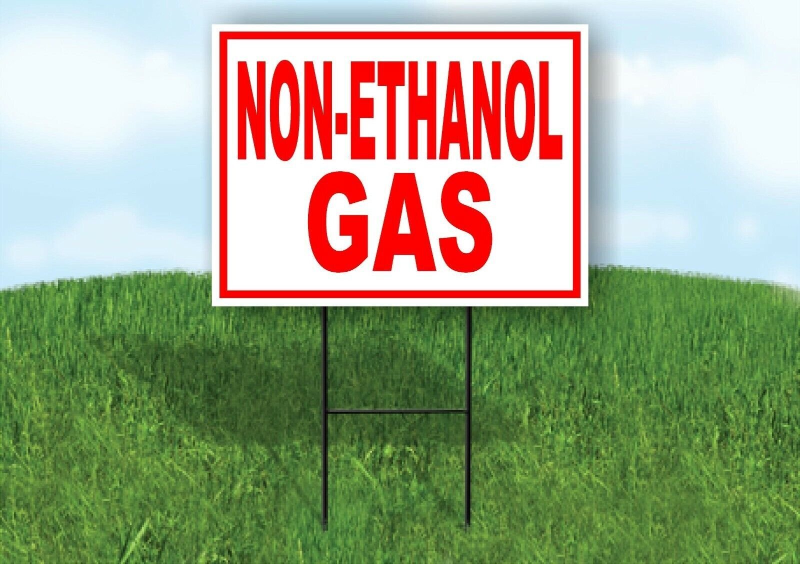 NON-ETHANOL GAS RED WHITE Yard Sign Road with Stand LAWN SIGN