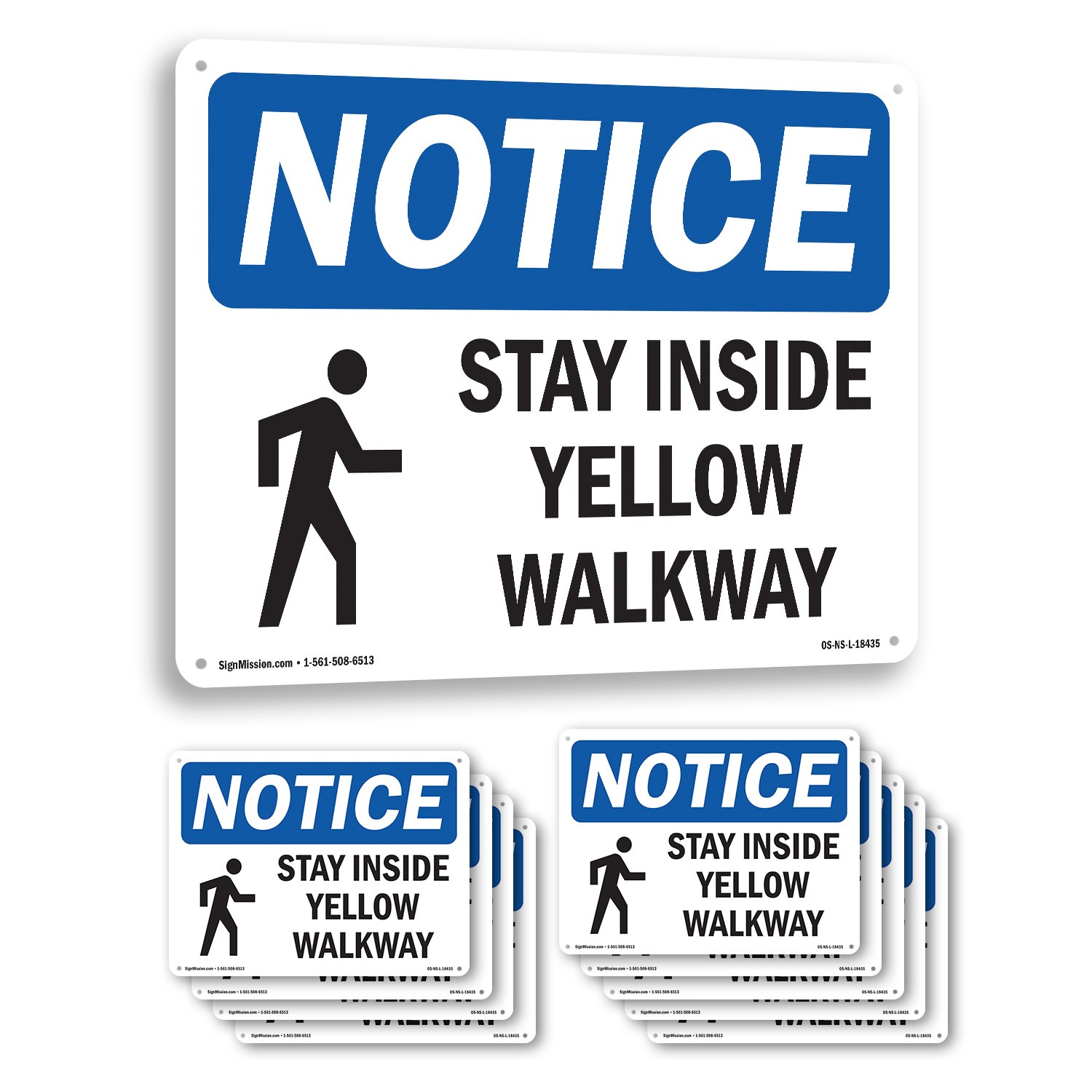 Stay Inside Yellow Walkway OSHA Notice Sign Metal, Plastic, Decal 5 or 10 Pack