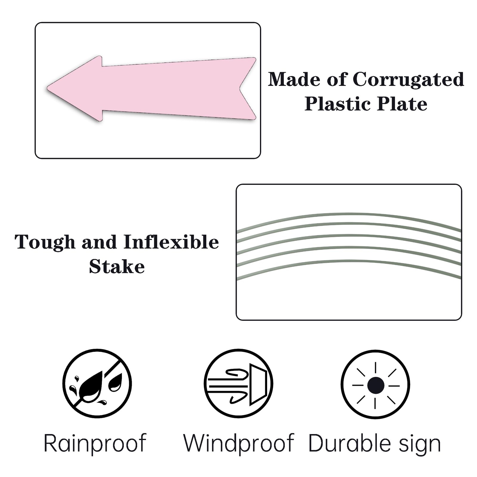 Pink Arrow Signs with Stakes 16 x 5 Inches,This Way Directional Arrow Yard Si…