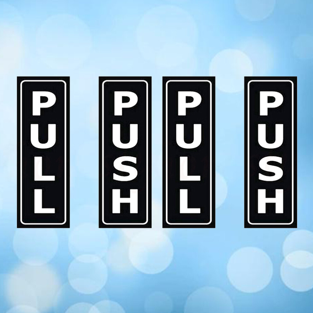 4 Pcs Black PVC Push Pull Door Sign Stickers Creative Decals for Home Restaurant