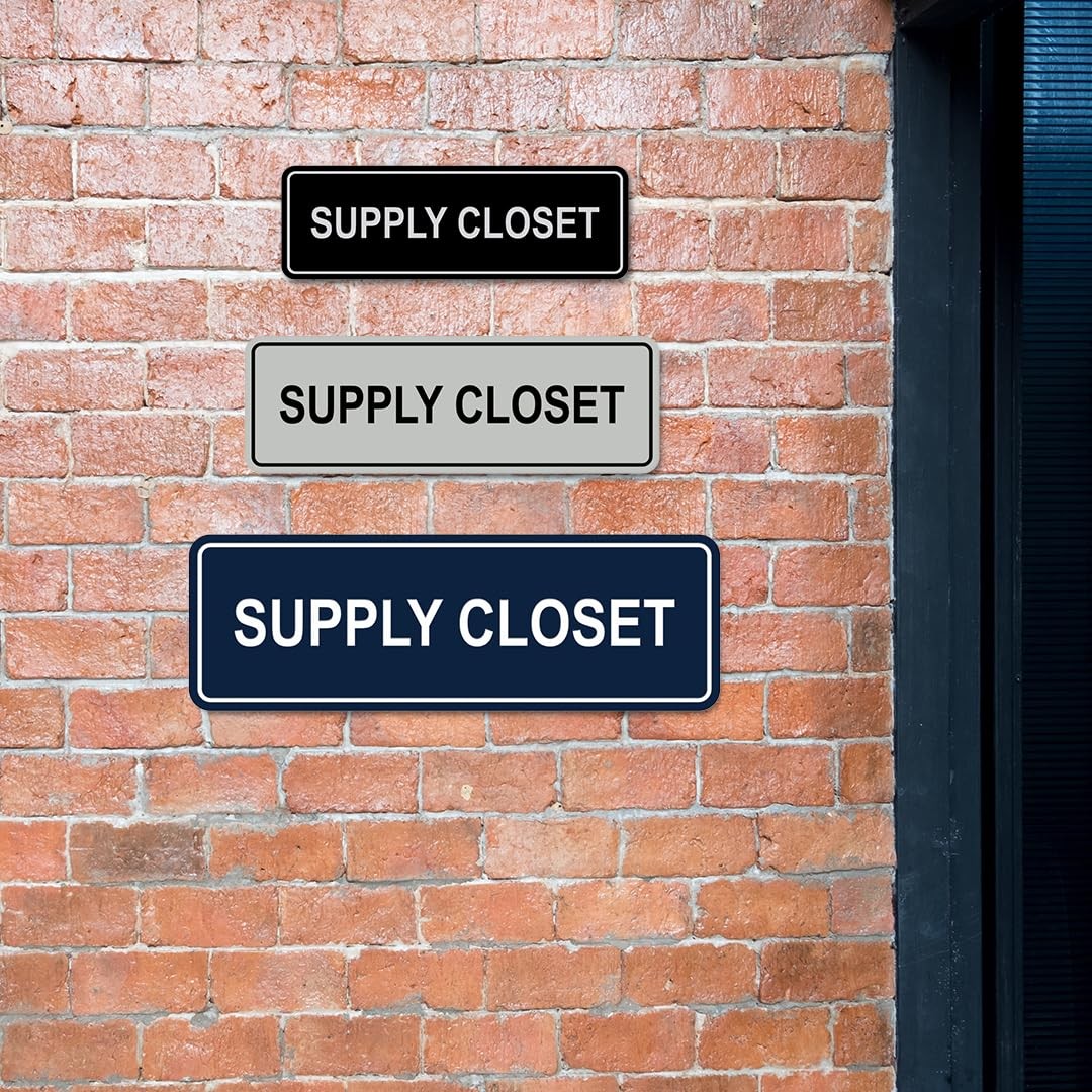 Standard Supply Closet Wall or Door Sign | Office Storage Signage (Black) – S…