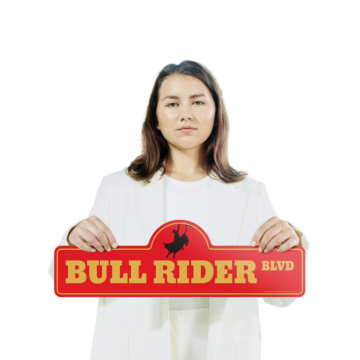 Bull Rider Plastic Street Sign Crossing Xing Gift Novelty Funny