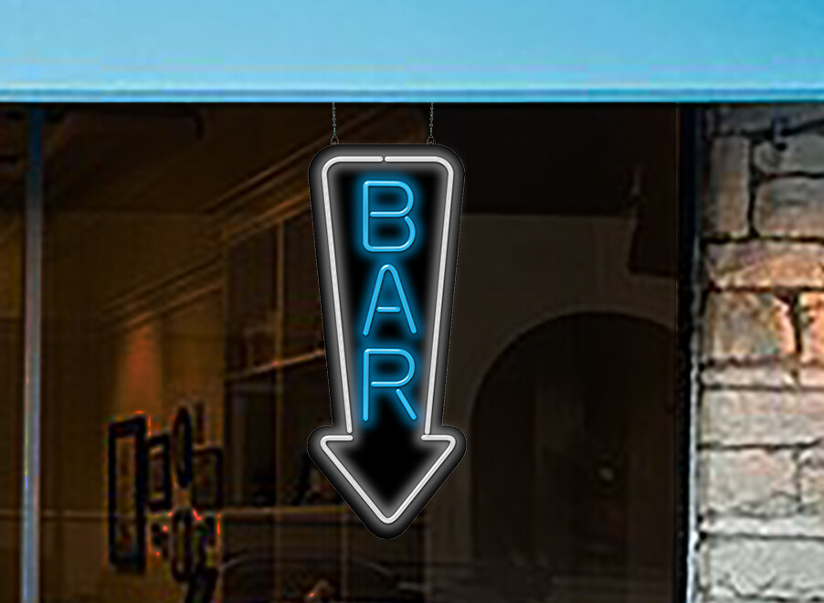 Vertical Bar with Down Arrow Neon Sign Hand Bent Easy Installation Advertise