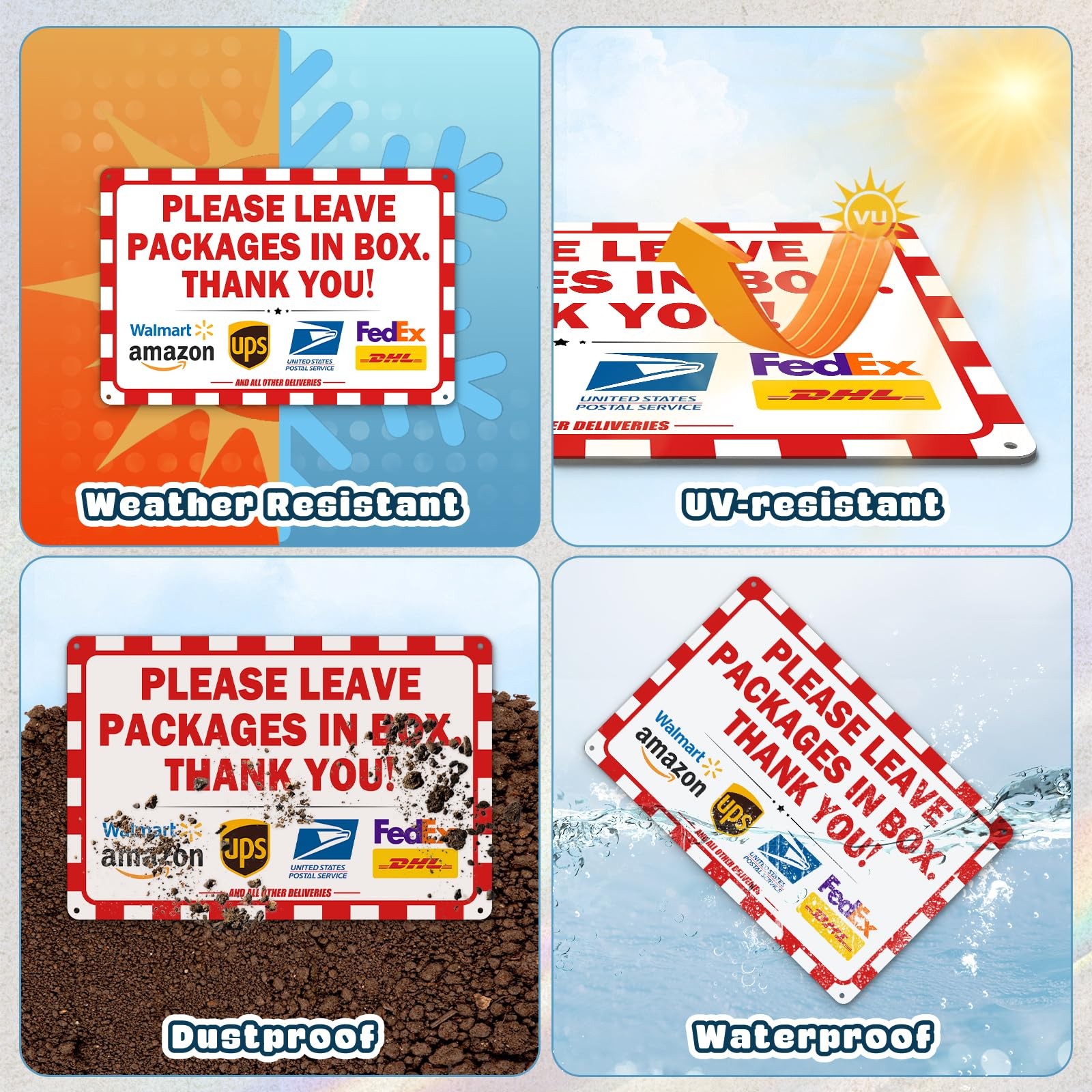 8×12″ “Please Leave Packages in Box” Package Delivery Sign for Outside