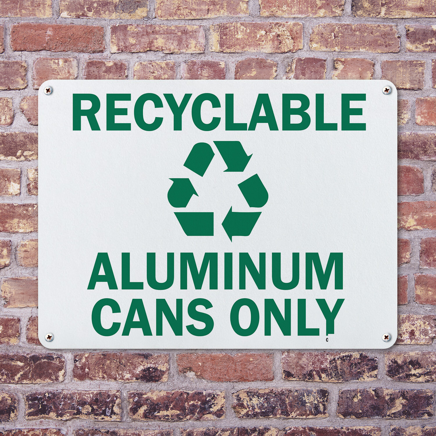 (2 Pack) Recyclable Aluminum Cans Only with Graphic OSHA ANSI Sign Decal Metal