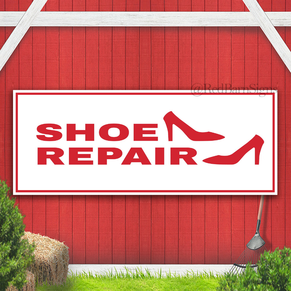 SHOE REPAIR STOREFRONT Indoor Outdoor Banner Sign with grommets