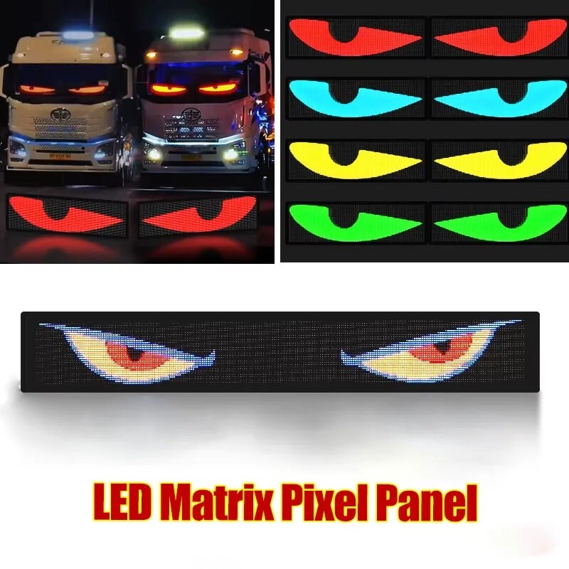 LED RGB Car Eye Sign Animation Matrix USB Panel DIY Programmable Bluetooth Pixel