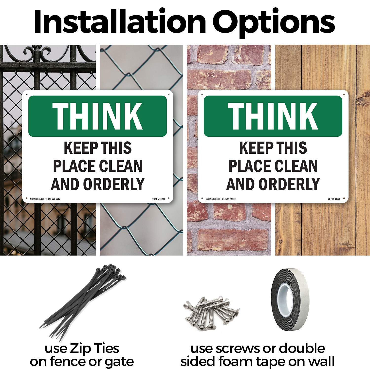 Keep This Place Clean And Orderly OSHA Think Sign Metal, Decal – 5 or 10 Pack