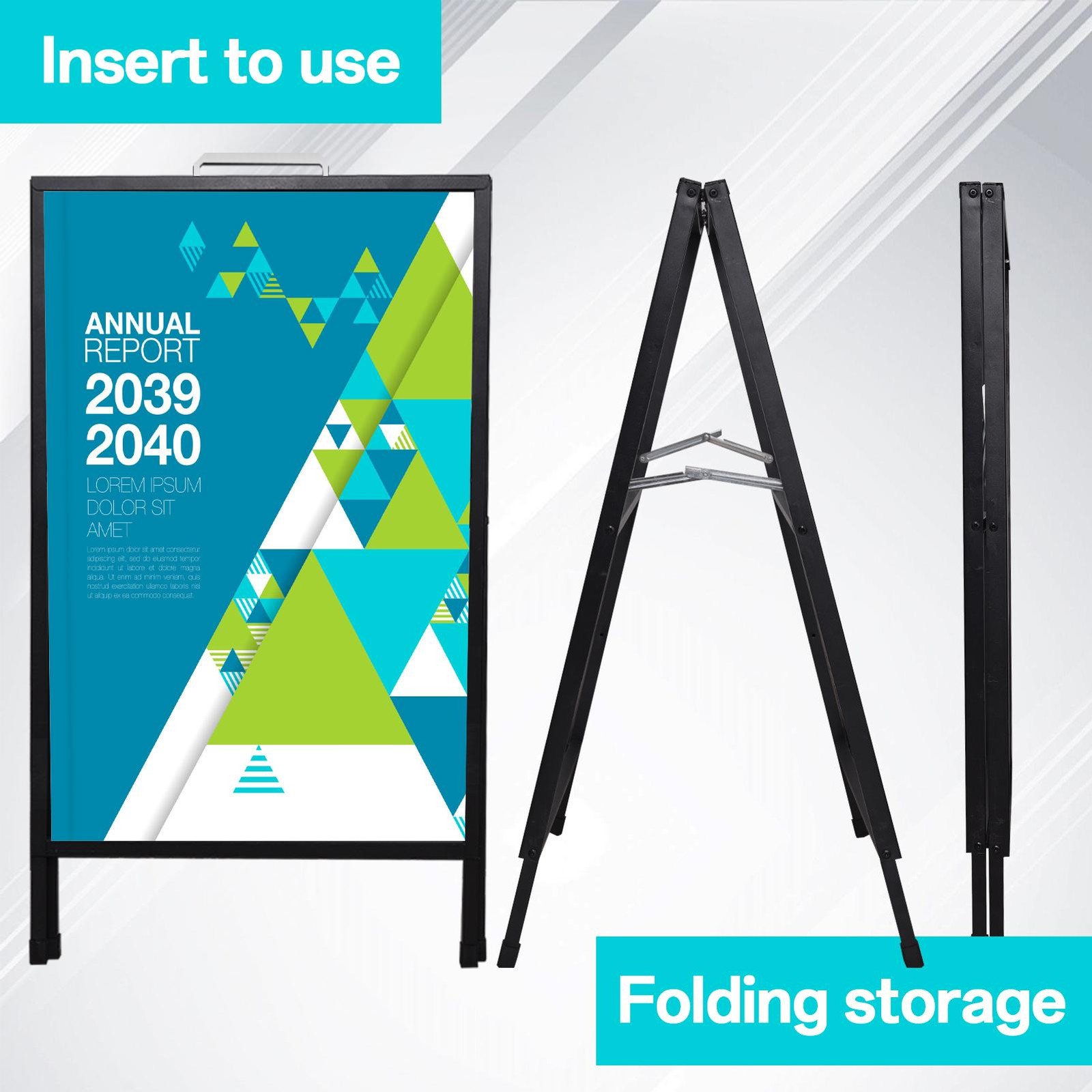Heavy-Duty Double-Sided Metal A-Frame Sidewalk Sign Holder Stand 24″ x 36″
