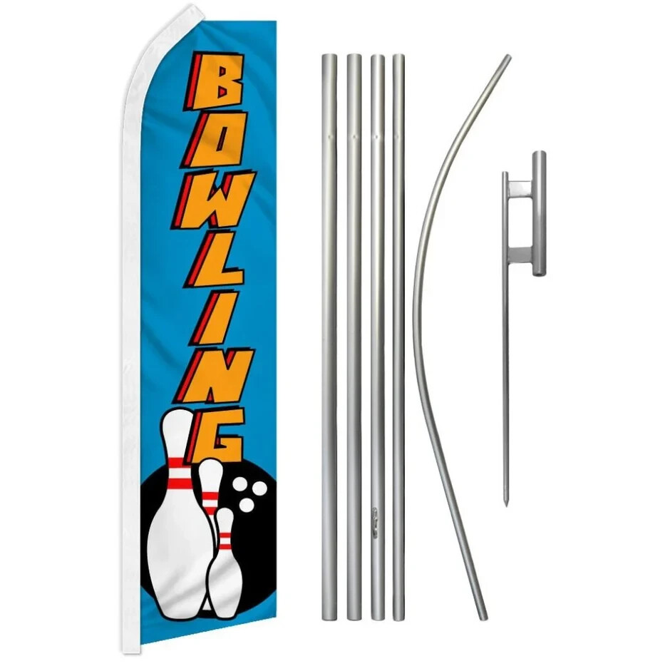 Bowling Swooper Flutter Feather Advertising Flag & Pole Kit