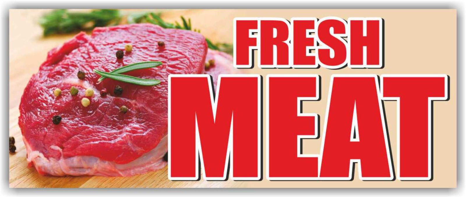FRESH MEAT Advertising Banner Vinyl Mesh Sign shop Butcher Pork Beef Chicken