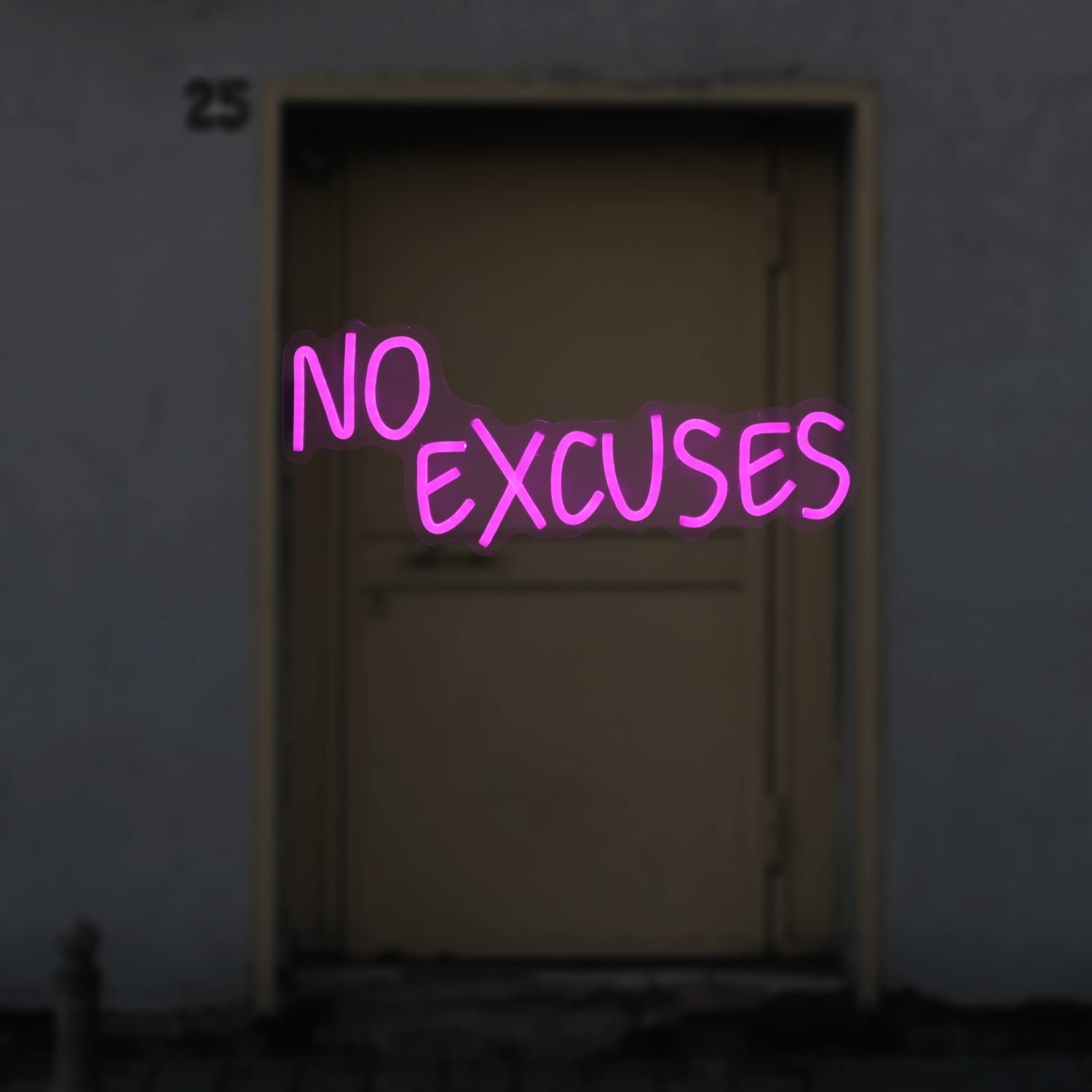 No Excuses Neon Sign Pink Inspirational LED Light Motivational Dimmable Wall …