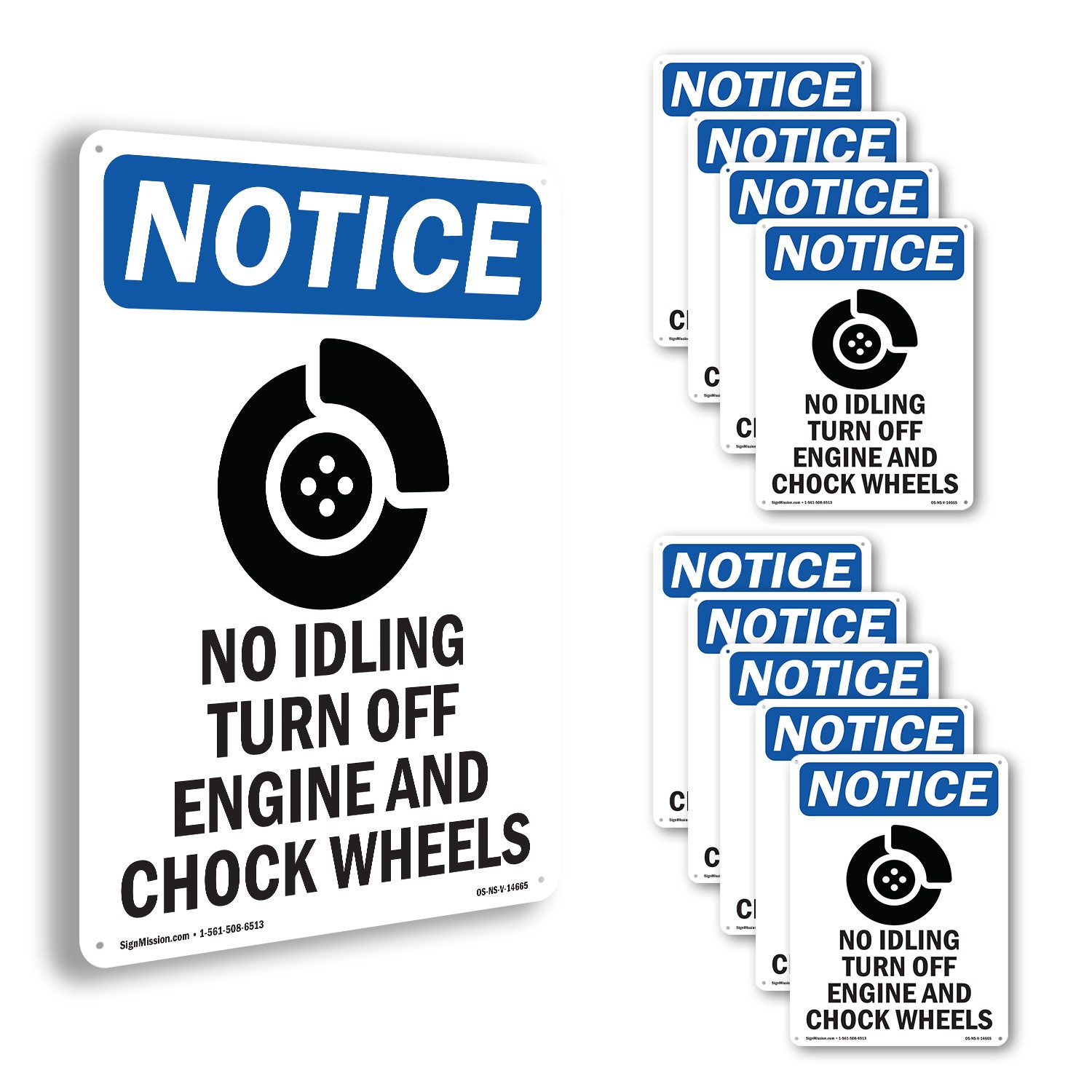 No Idling Turn Off OSHA Notice Sign Metal, Plastic, Or Decal – 5 or 10 Pack