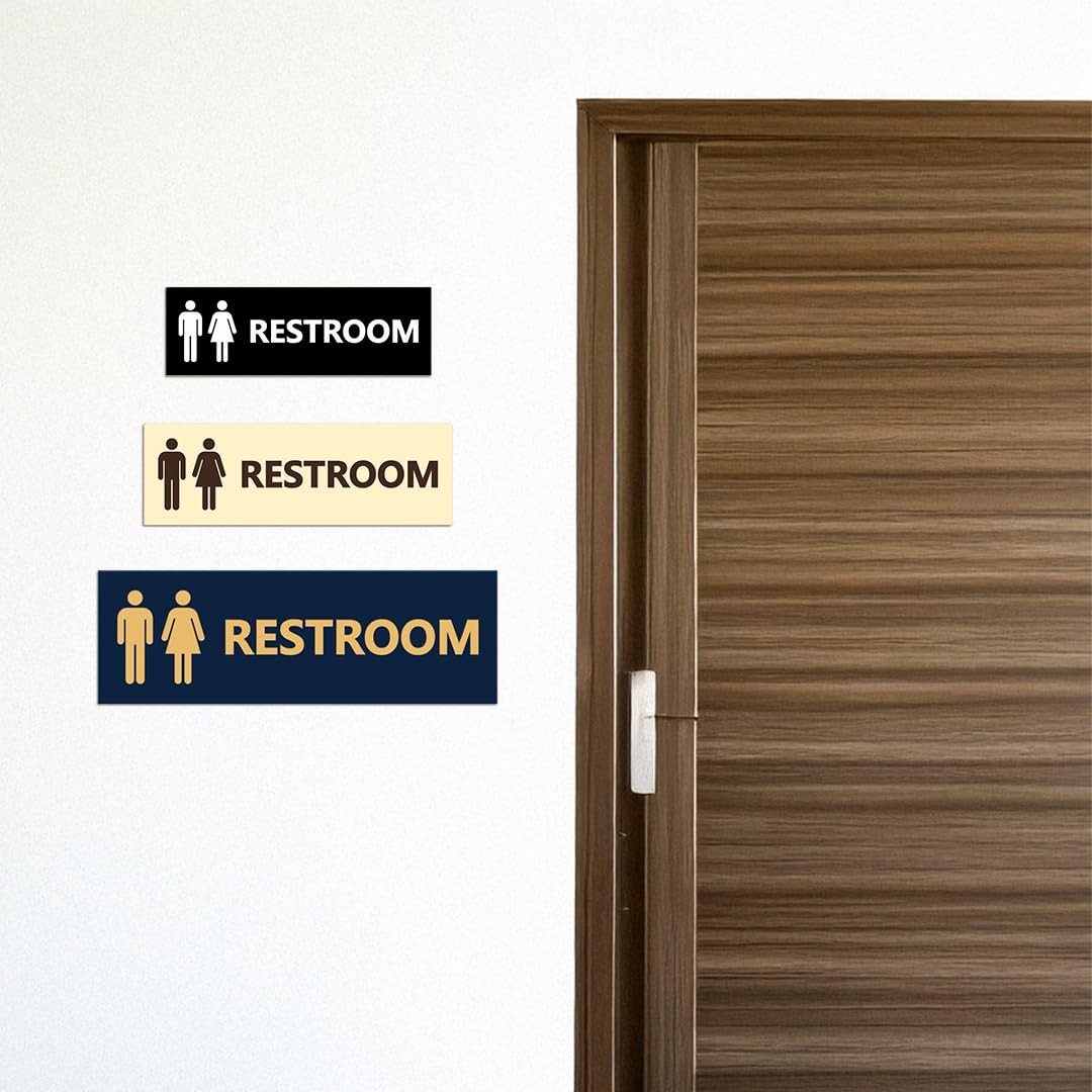 Signs Bylita Basic Unisex Restroom Sign Blue – Large 5 Pack