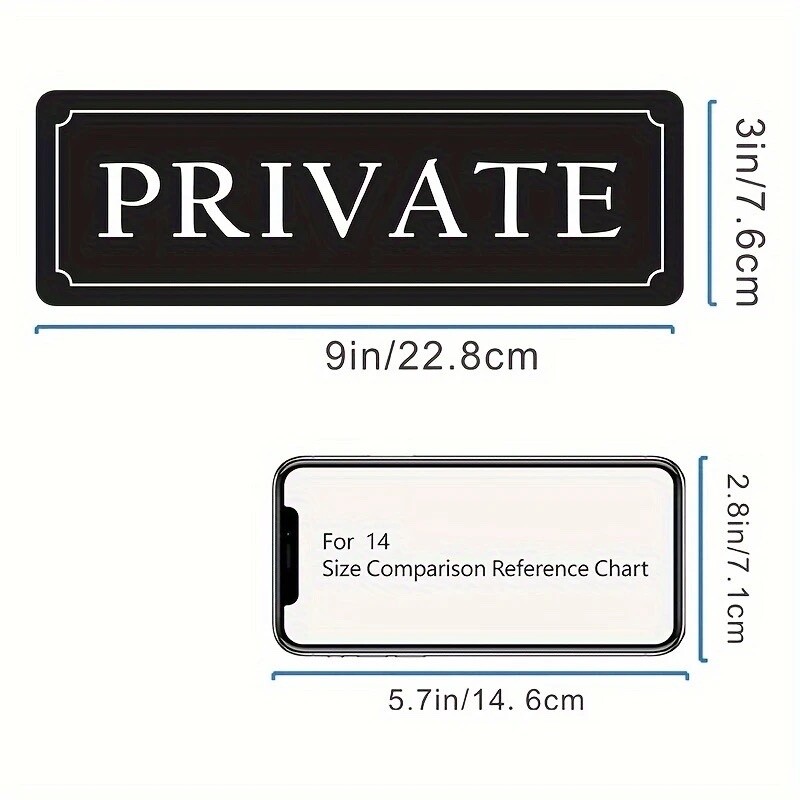 “PRIVATE” SIGN H. D. Durable Acrylic, Easy Stick-On for Home & Office Use 3″X 9″