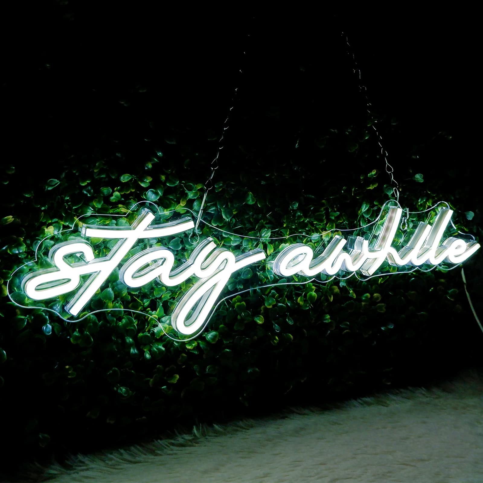 Stay Awhile Neon Signs – IMEGINA Dimmable LED Neon Sign for Wall Decor 19.7×5…