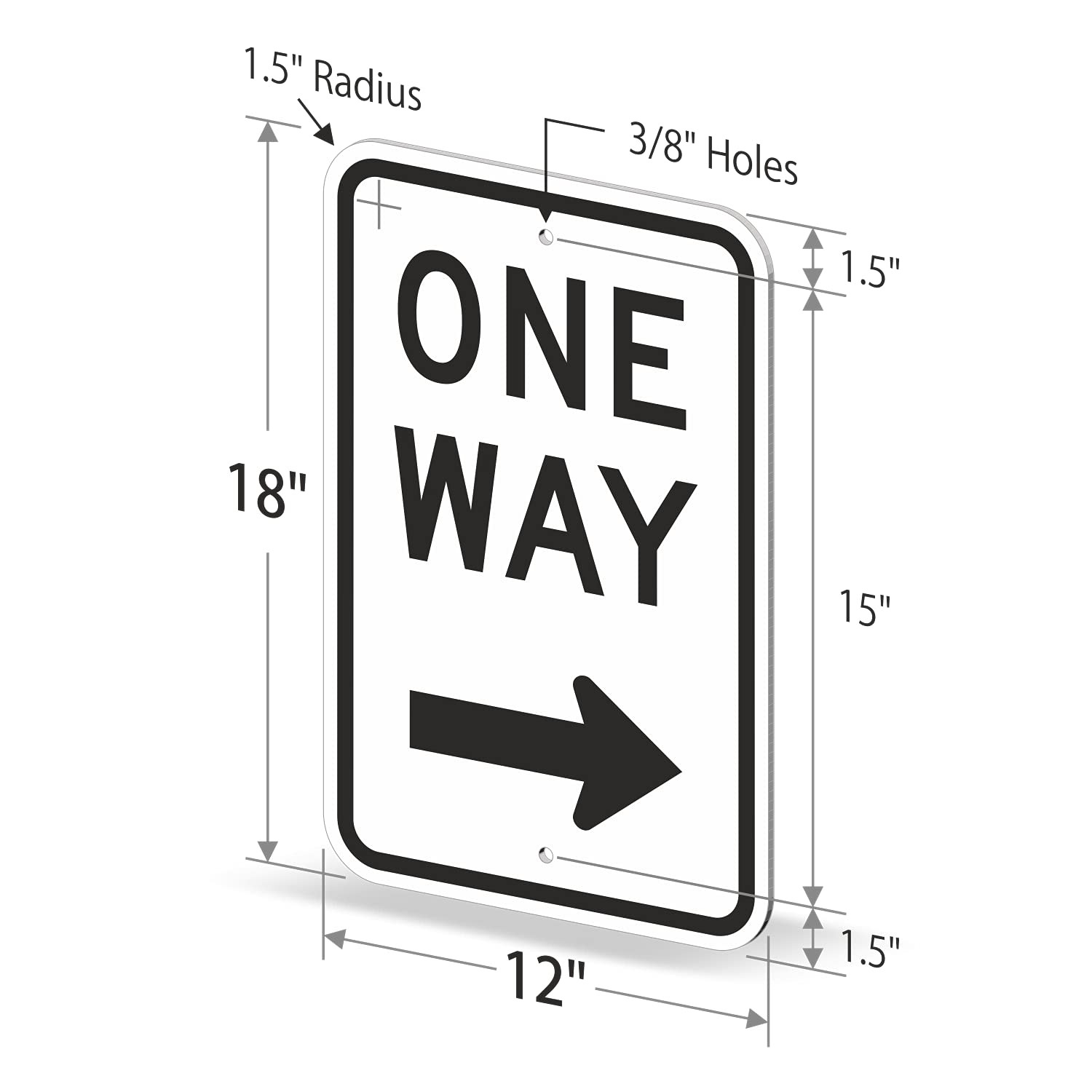 One Way Sign, One Way Sign with Right Arrow 18×12 3M Engineer Grade Reflectiv…