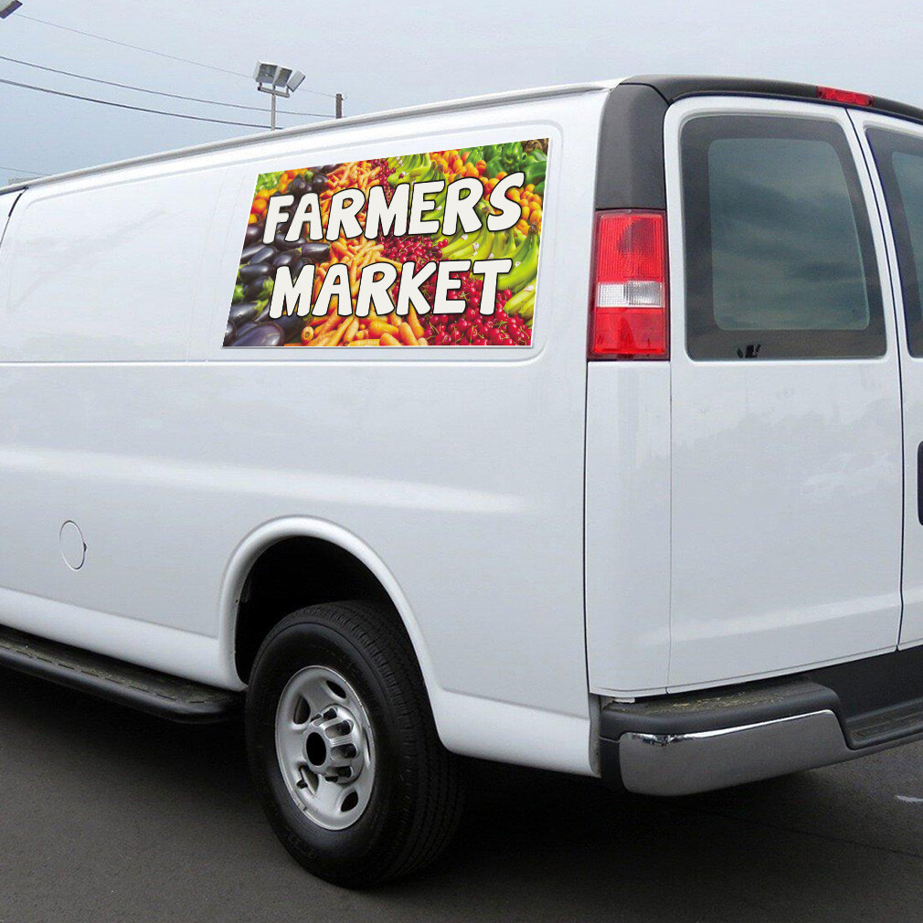 Car Magnet Set of 2 Farmers Market Advertising Printing A Industrial Sign