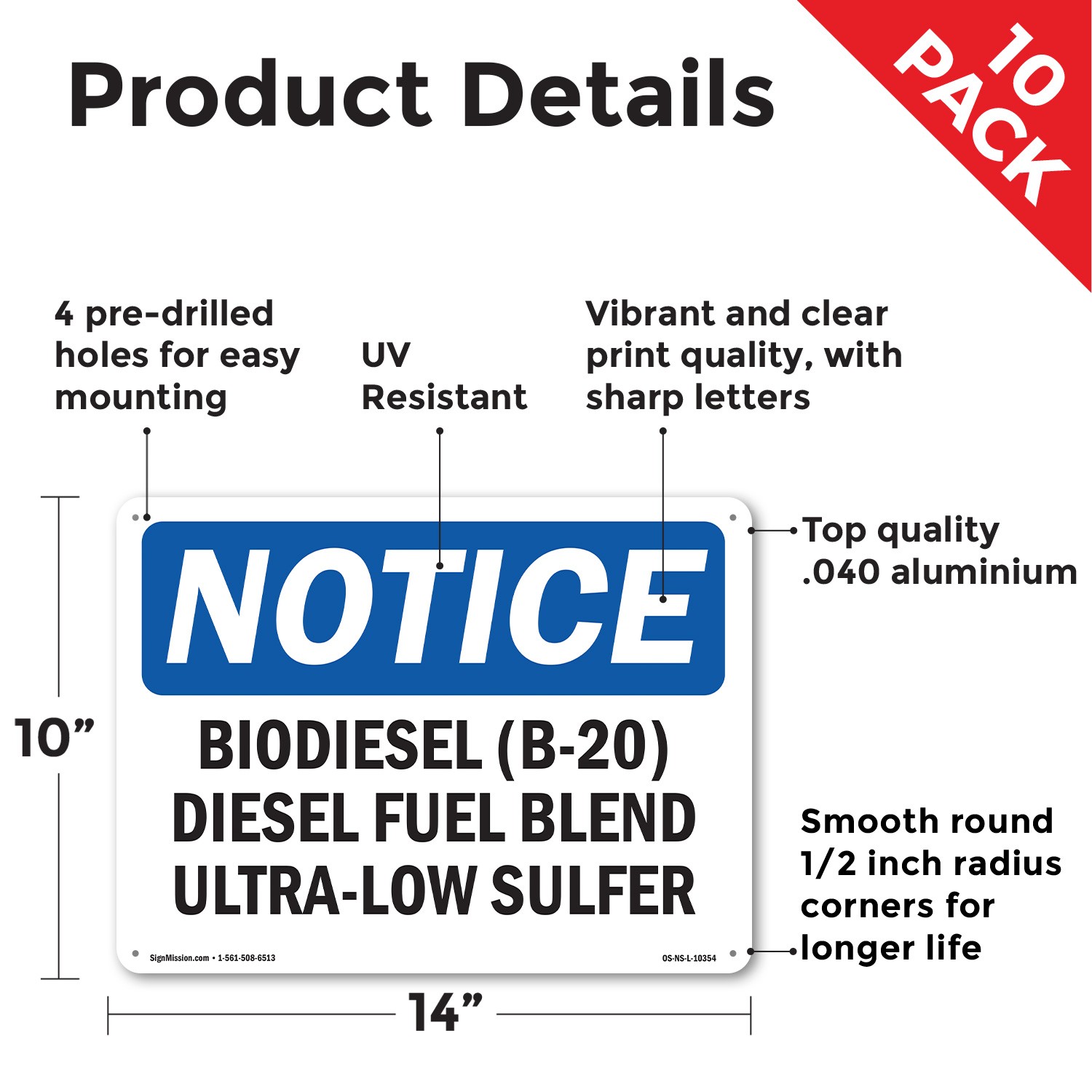 Biodiesel (B OSHA Notice Sign Metal, Plastic, Or Decal – 5 or 10 Pack