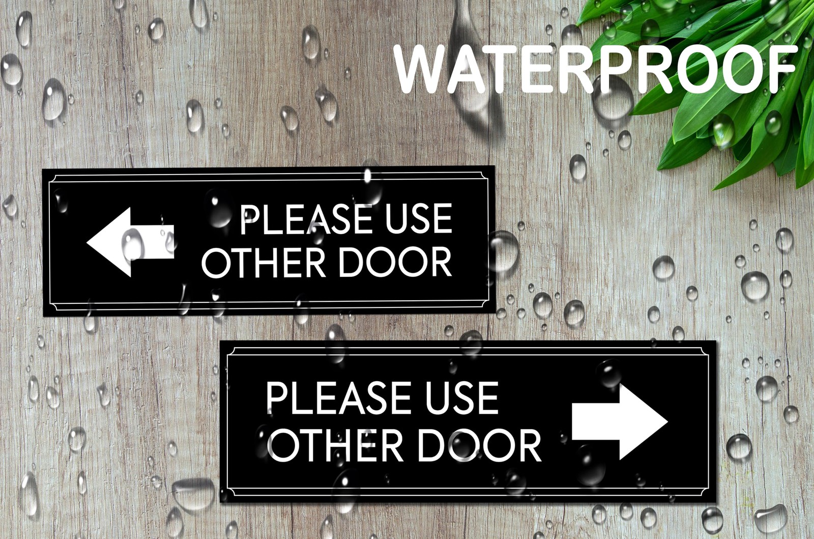 Please Use Other Door Sign 2-Pack â€“ Left & Right Arrow Vinyl Stickers 8.5×2.7