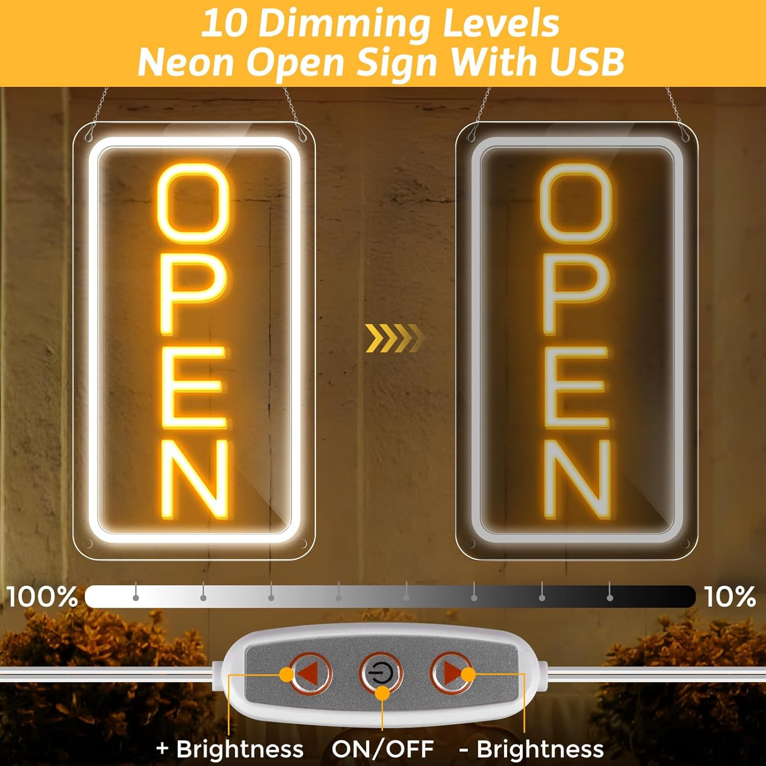 Super Bright 16″x9″ USB Neon Open Sign with Adjustable Brightness for Businesses