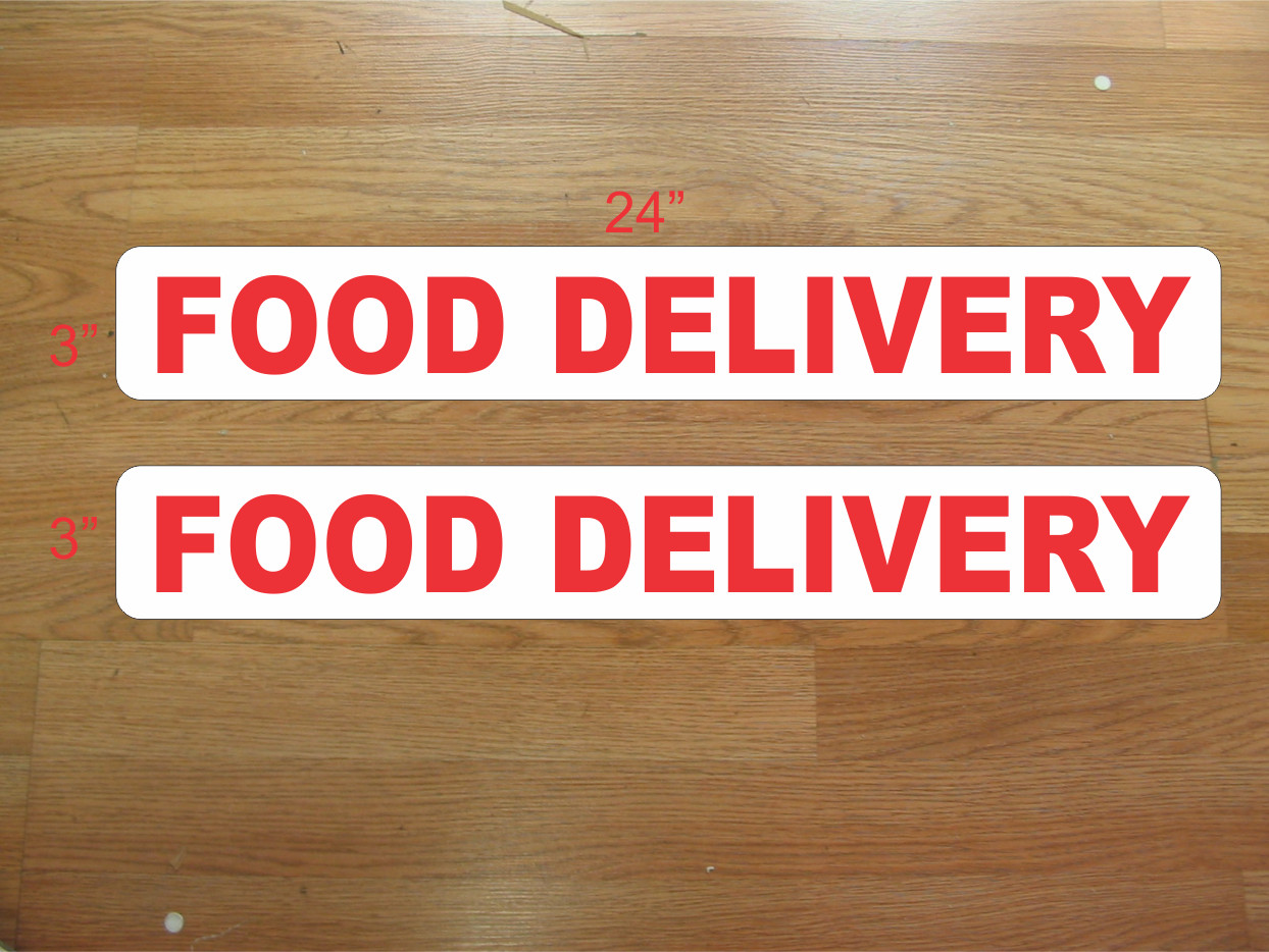 Red FOOD DELIVERY 3″x24″ Magnetic Vehicle Signs to fit Van Car Truck or SUV
