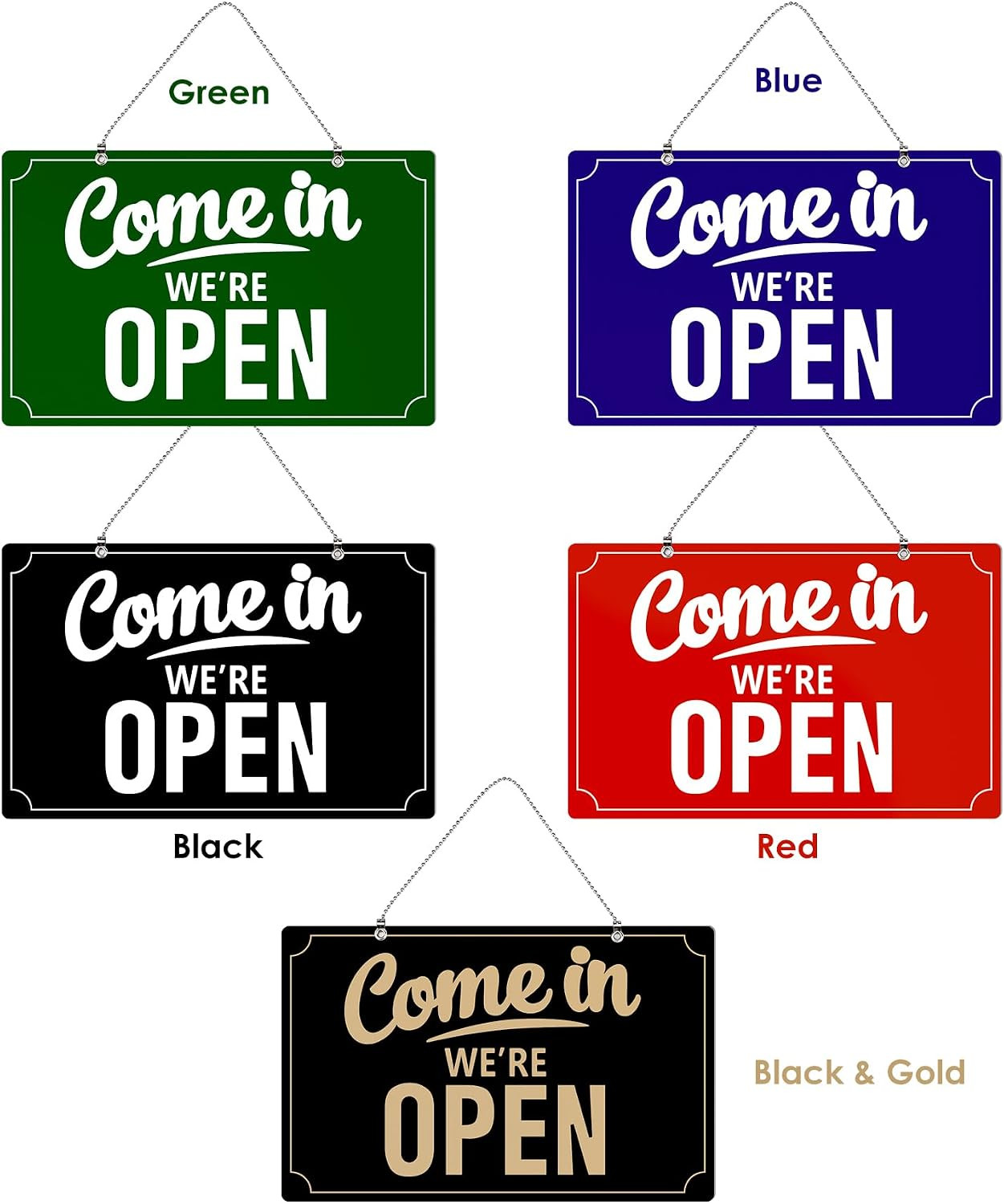 Open Closed Flip Sign Set, Business Hours Sign for Window Door, Black Double Sid