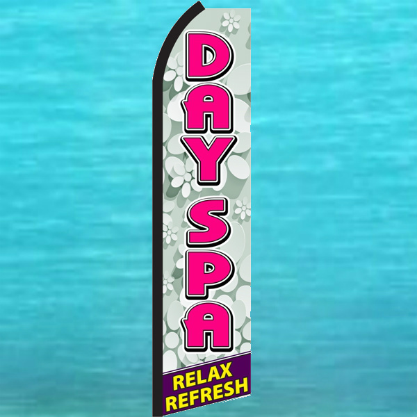 DAY SPA FLUTTER FEATHER FLAG Swooper Tall Vertical Advertising Sign Bow Banner