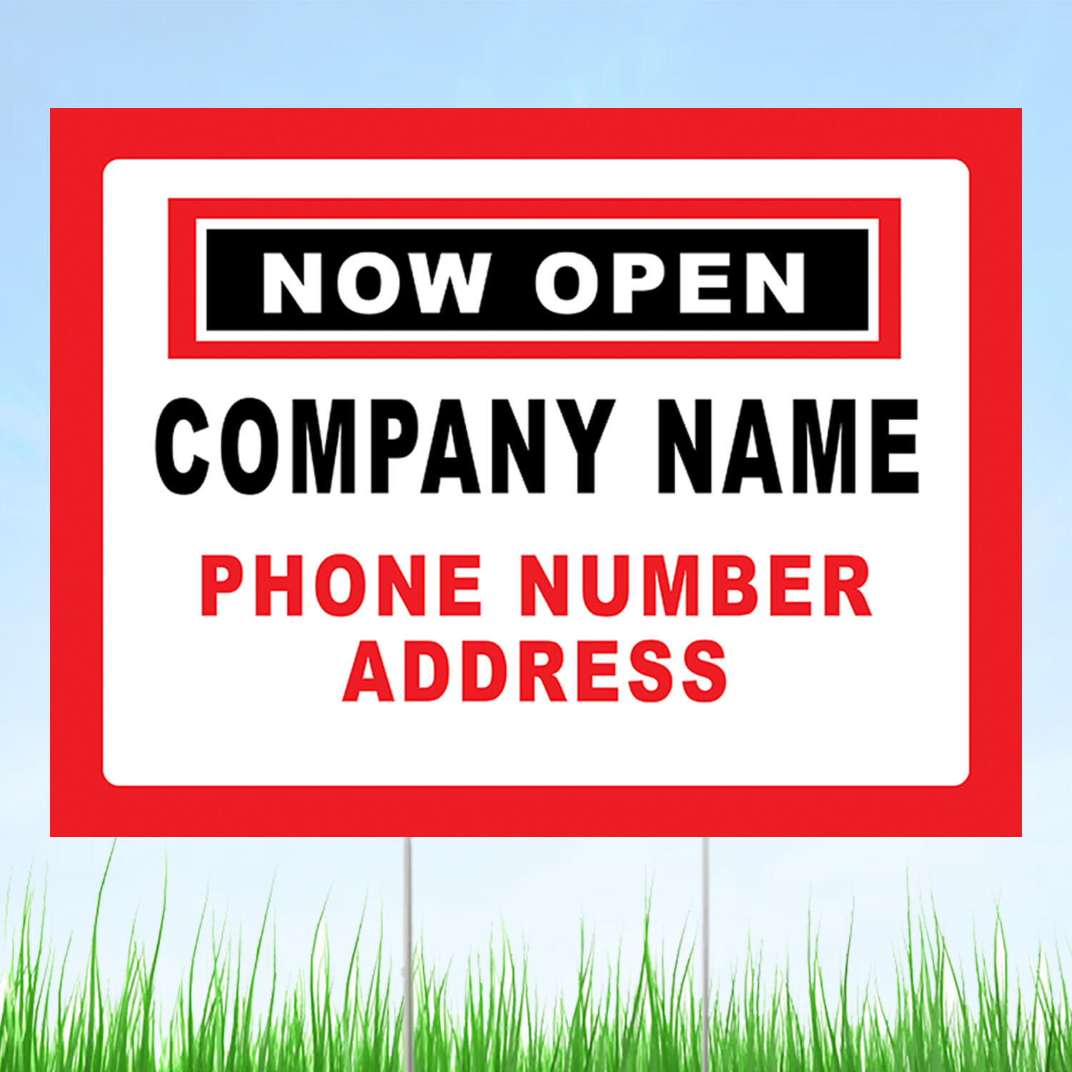 Now Open Small Business Yard Sign, Custom Business Lawn Sign