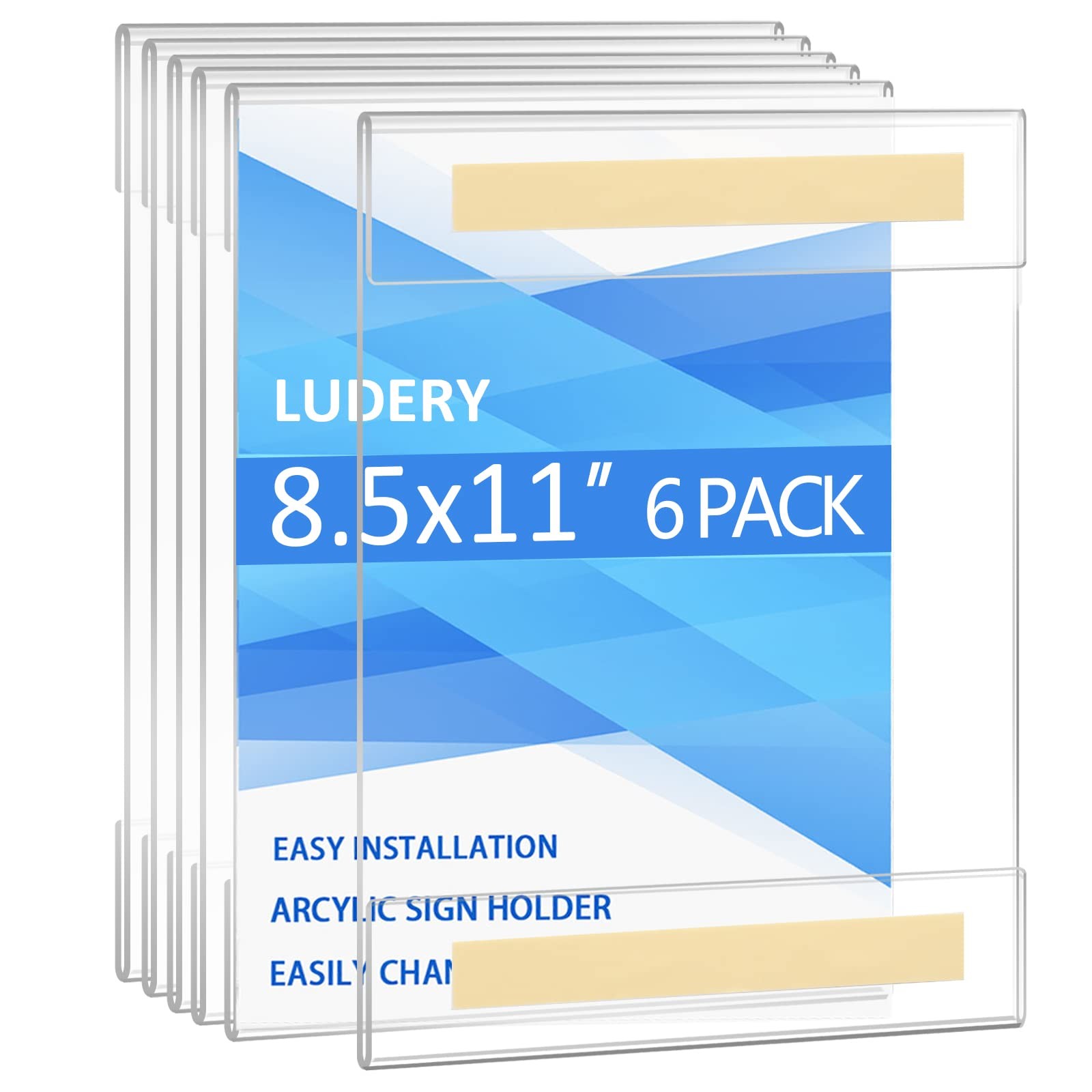 Ludery Acrylic Sign Holder 8.5 x 11 Wall Mount, Mount Clear