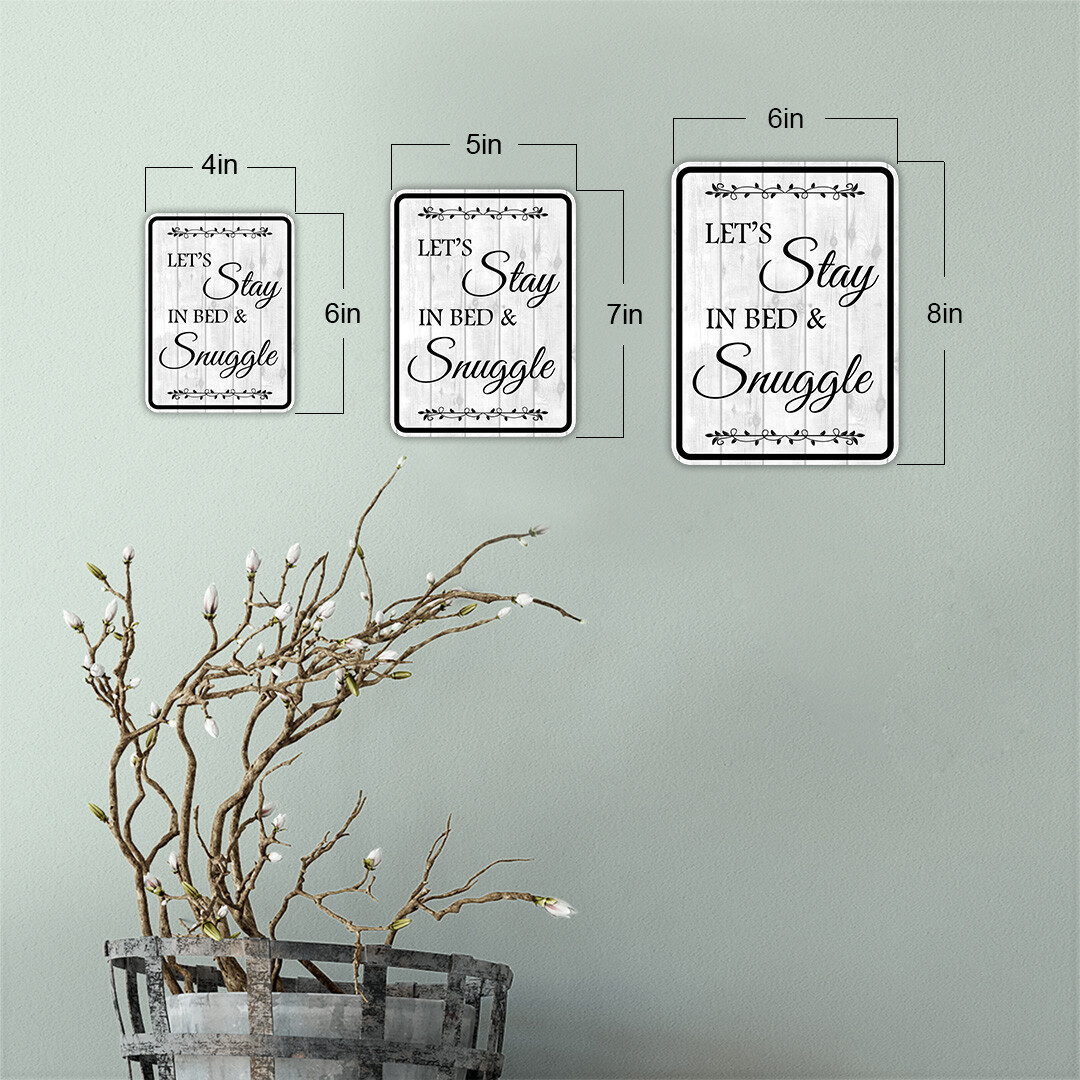 Portrait Round Plus Let’s Stay In Bed & Snuggle Wall or Door Sign