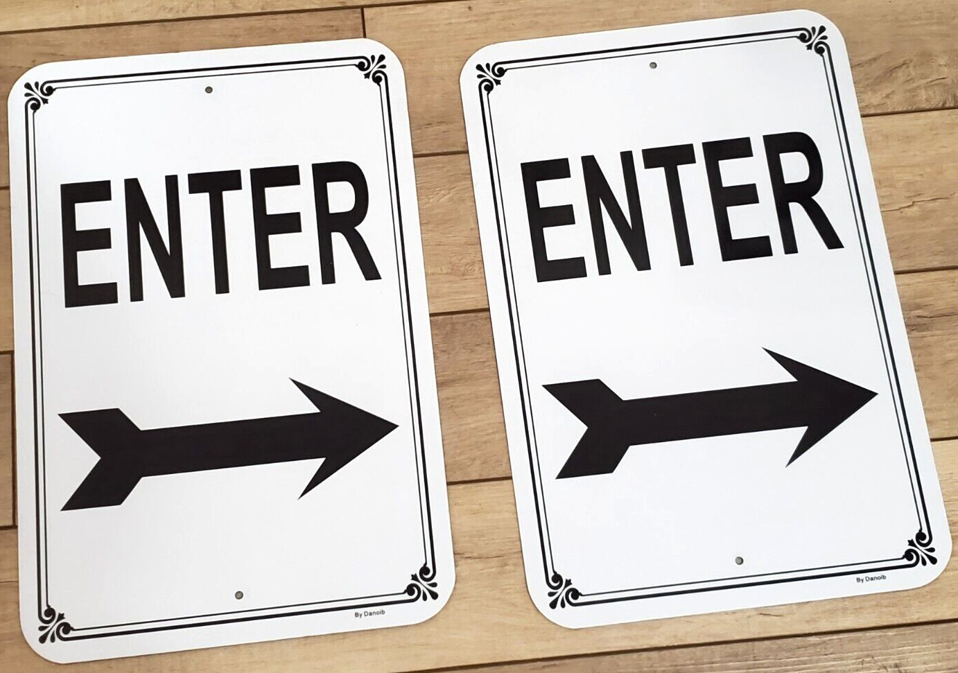 2 Pack – ENTER Sign Right ARROW 12 x 18″ Aluminum White & Black Reflective Sign
