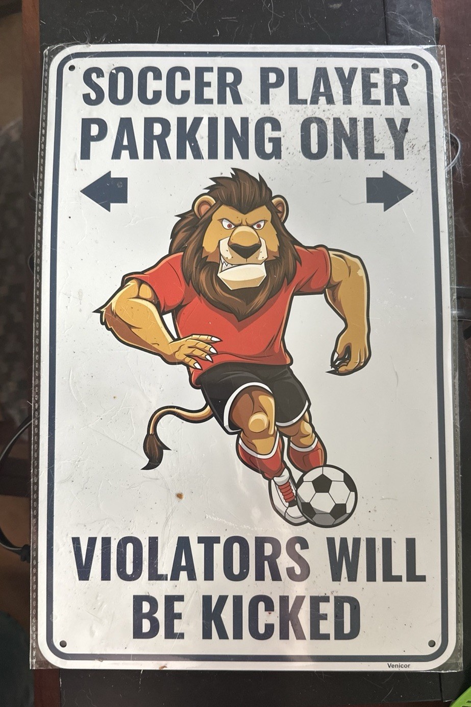 Soccer Player Parking Only Violators Will Be Kicked Garage Vendor Metl Sign 14×9