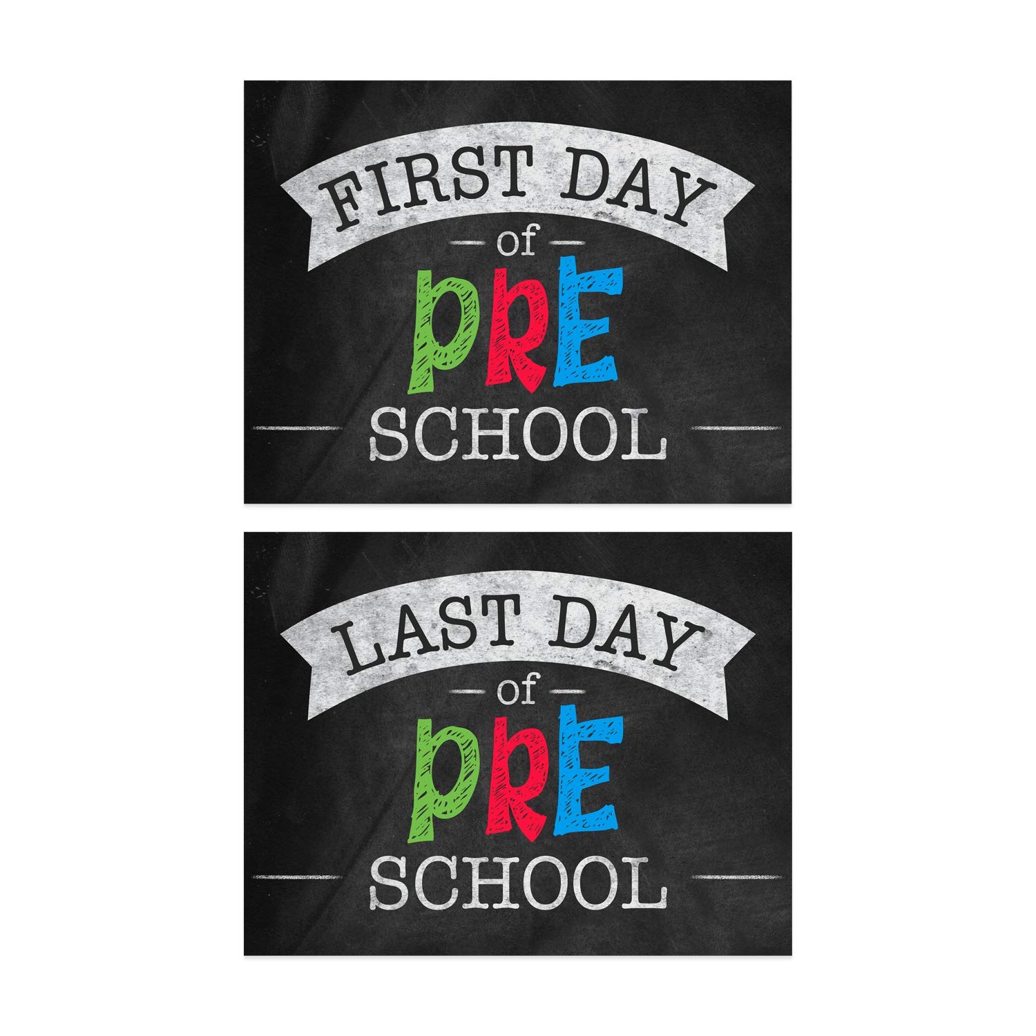 First and Last Day of School Signs 11×8.5 Inch Chalkboard Look Photo Prop