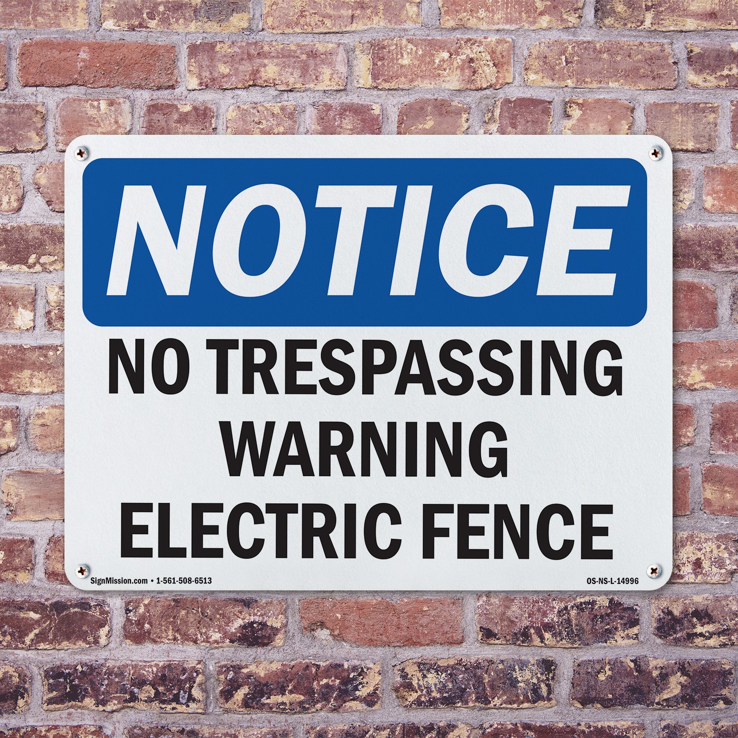 No Trespassing Warning Electric Fence OSHA Notice Sign Or Decal – 5 or 10 Pack