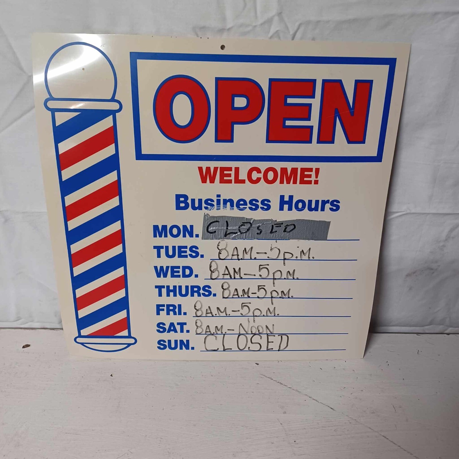 2 Pre-Owned Barber Shop Business Hours Open/Close Signs