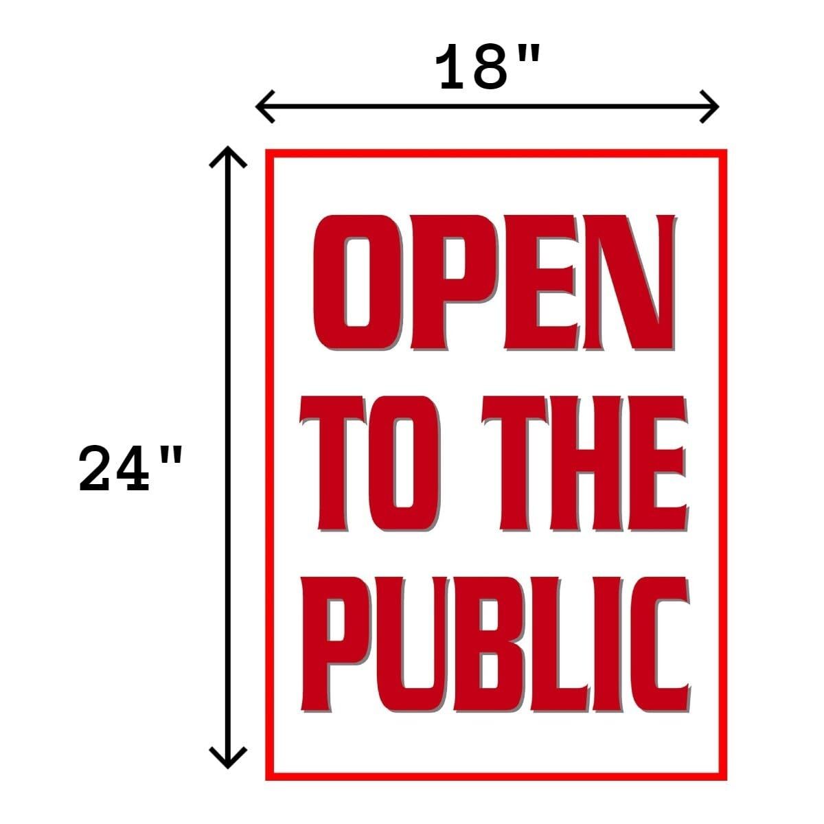 Open To The Public Retail Window Display Paper Signs | Pack of 6 | 18″w x 24″h