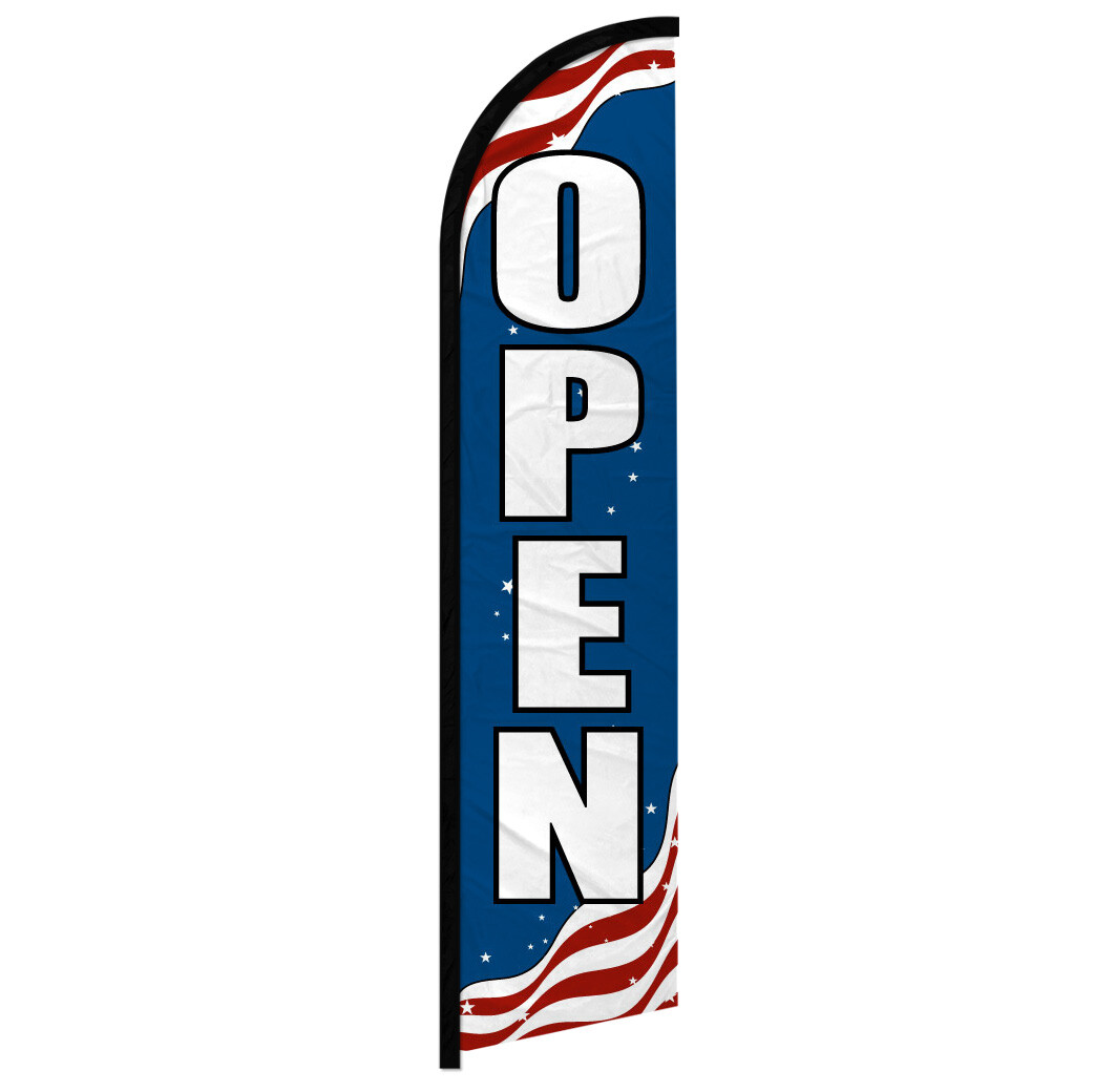Open Full Curve Windless Swooper Flag We’re Open PATRIOTIC